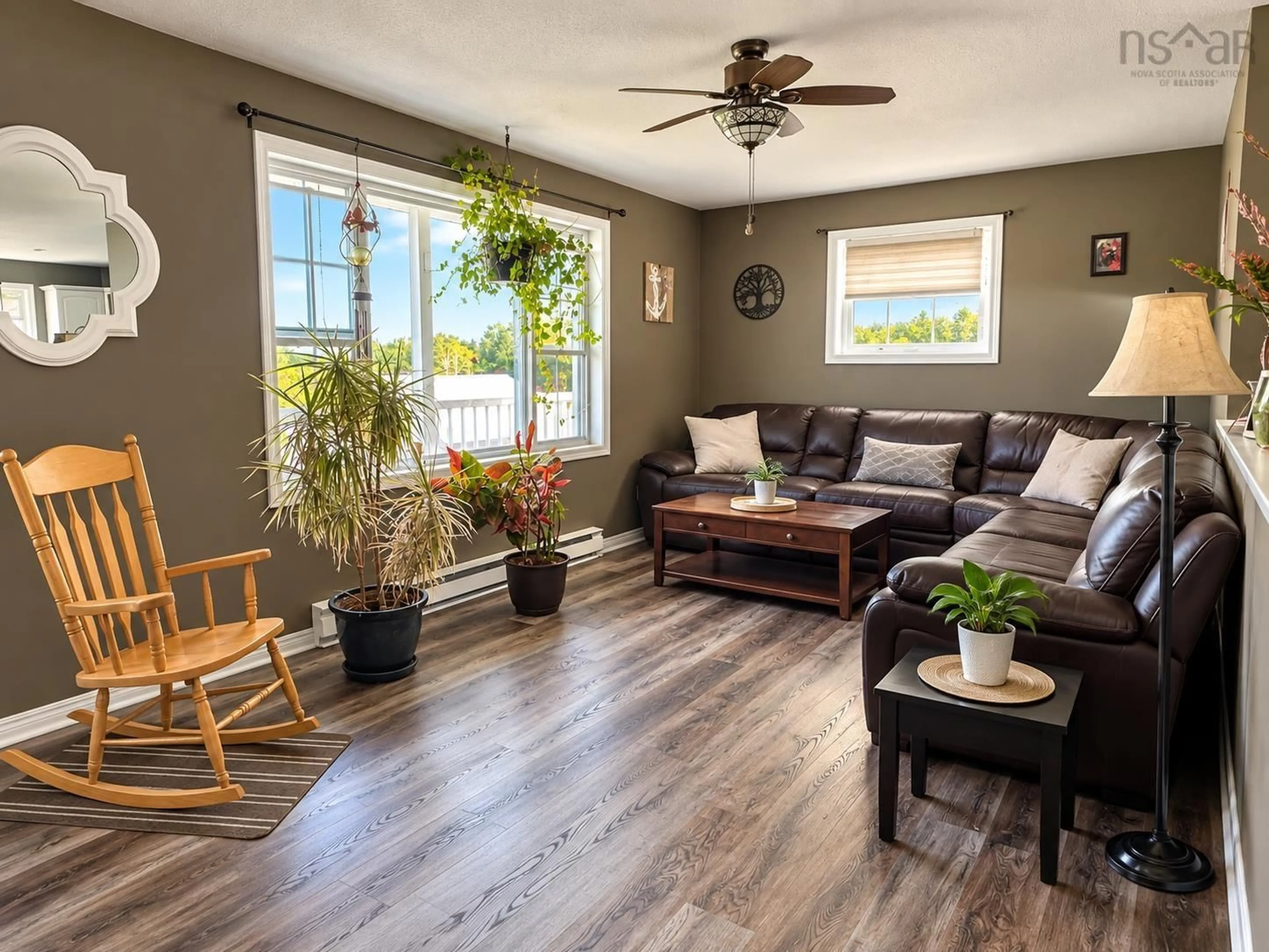 Living room with furniture, wood/laminate floor for 251 Nickerson Pond Rd, Brooklyn Nova Scotia B0J 1H0