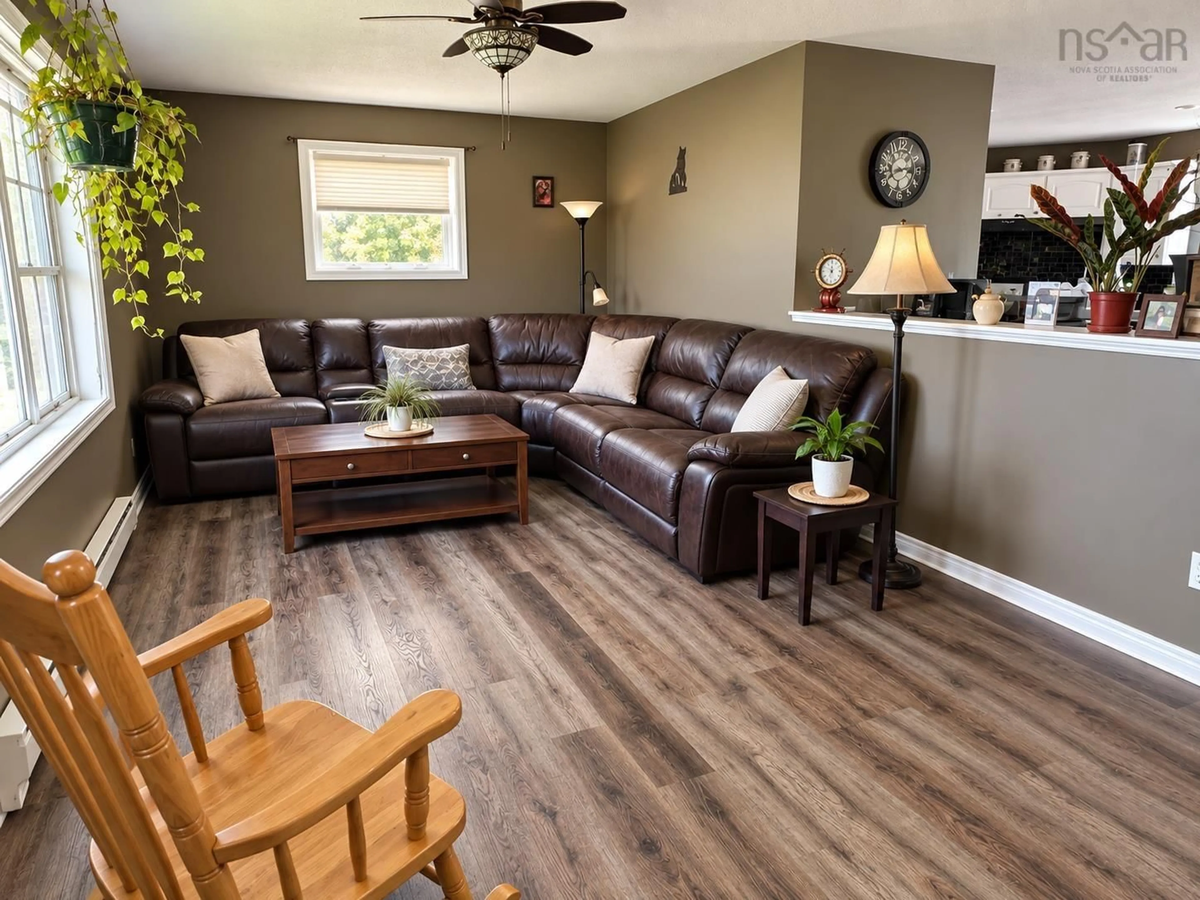 Living room with furniture, wood/laminate floor for 251 Nickerson Pond Rd, Brooklyn Nova Scotia B0J 1H0