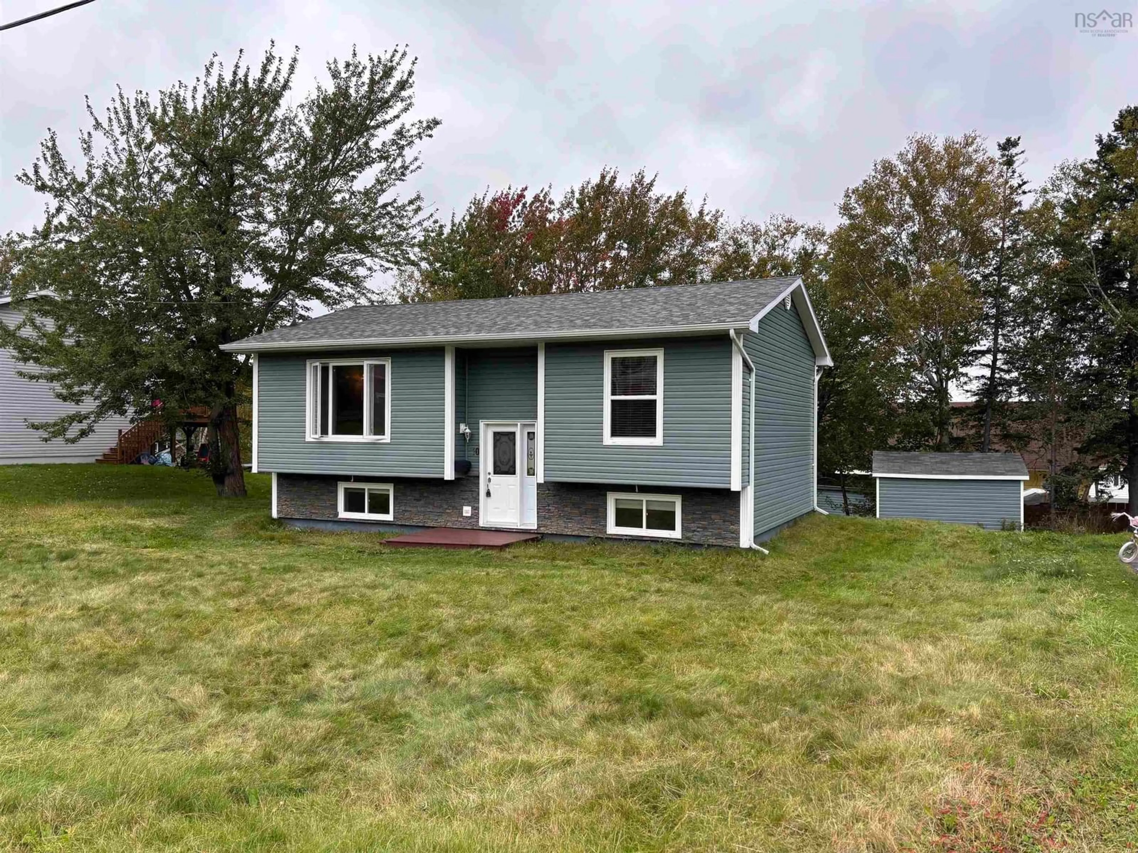 Home with vinyl exterior material, street for 10 Barshelmar Drive, Sydney Mines Nova Scotia B1V 3E2