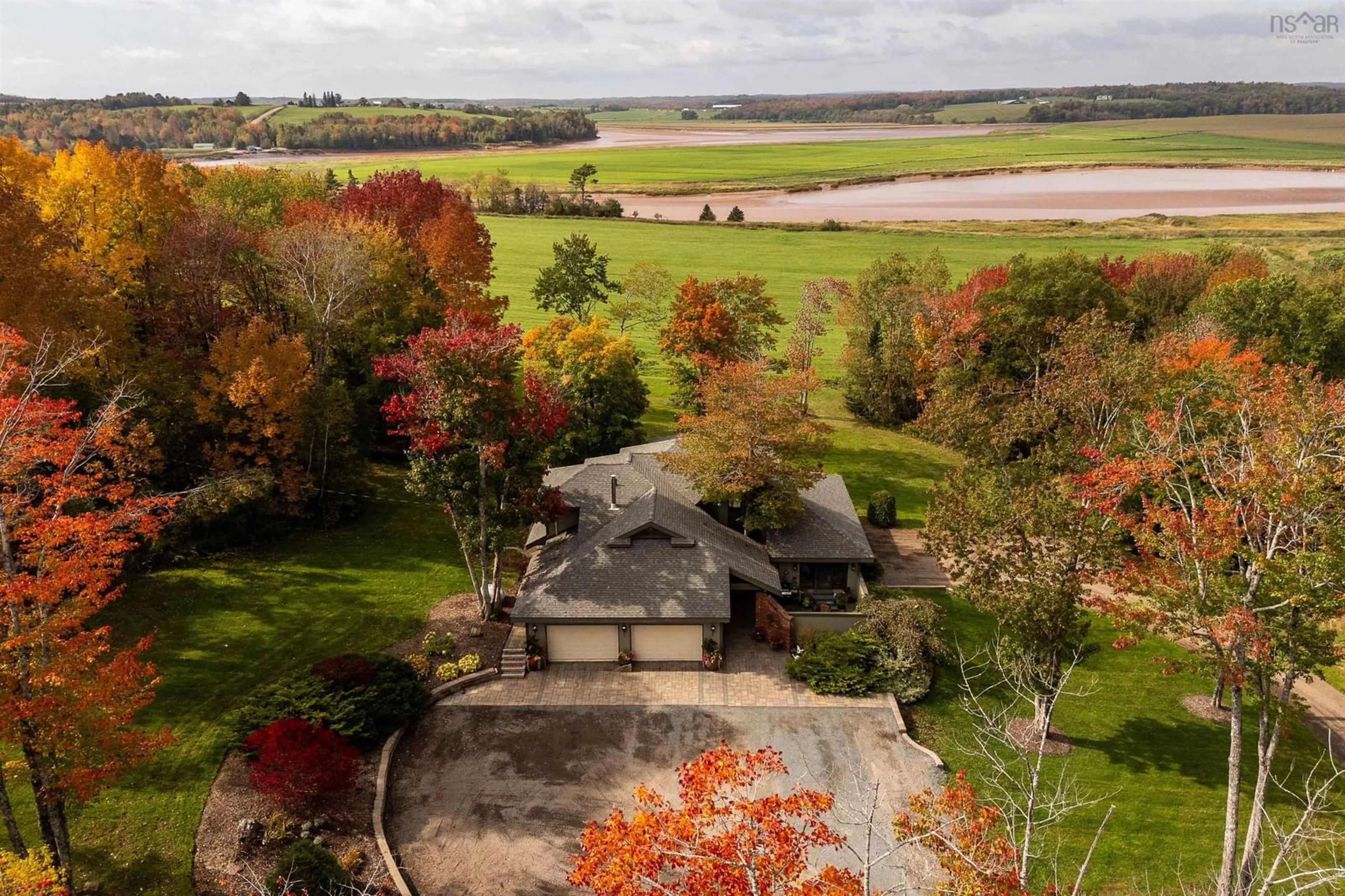 A pic from outside/outdoor area/front of a property/back of a property/a pic from drone, water/lake/river/ocean view for 17 Garden Gate Lane, Stewiacke Nova Scotia B0N 2J0