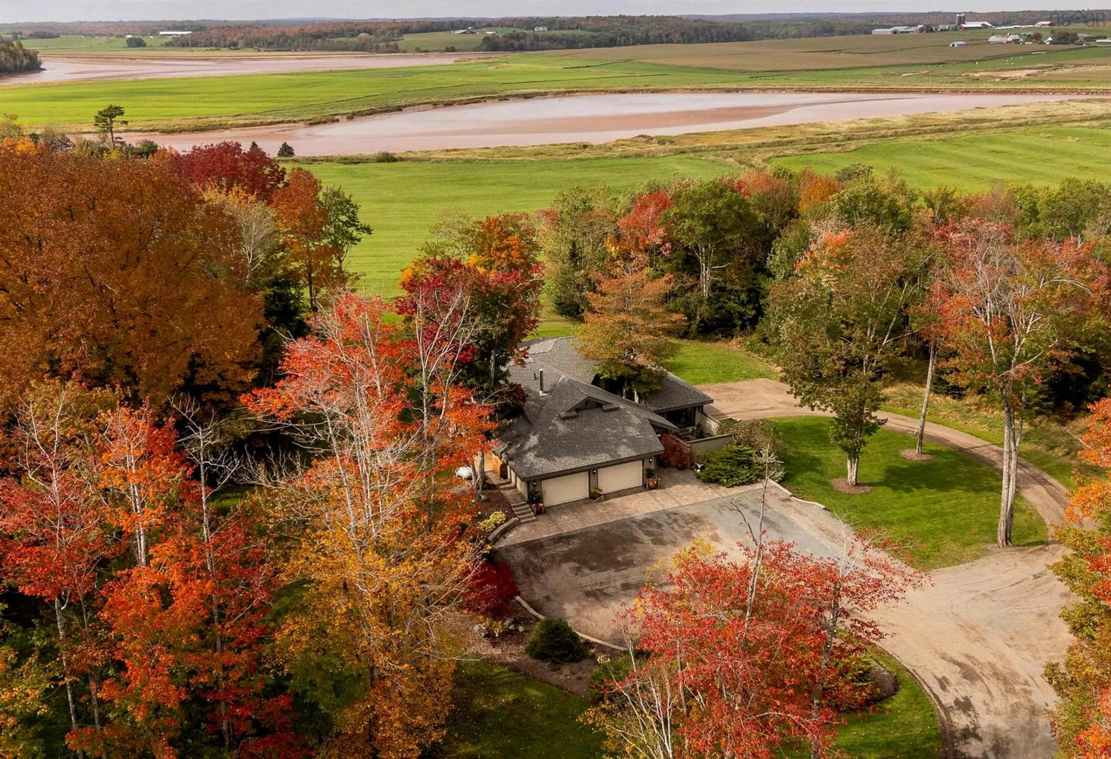 A pic from outside/outdoor area/front of a property/back of a property/a pic from drone, water/lake/river/ocean view for 17 Garden Gate Lane, Stewiacke Nova Scotia B0N 2J0