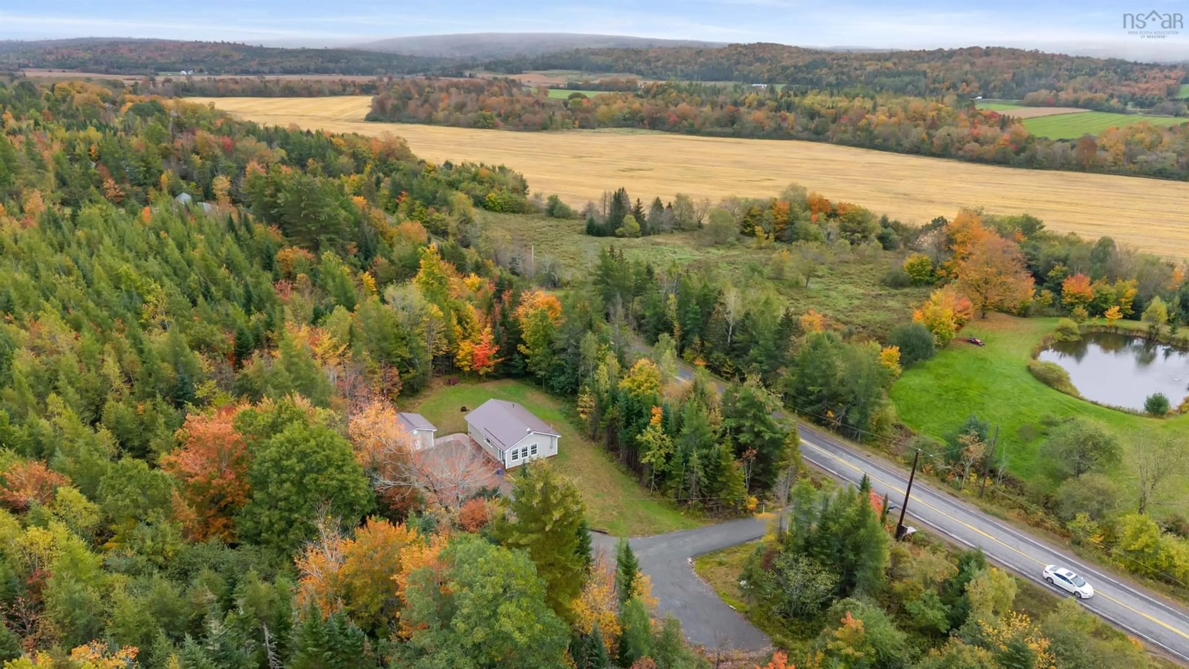 A pic from outside/outdoor area/front of a property/back of a property/a pic from drone, forest/trees view for 6439 Highway 289, Cross Roads Nova Scotia B0N 2P0
