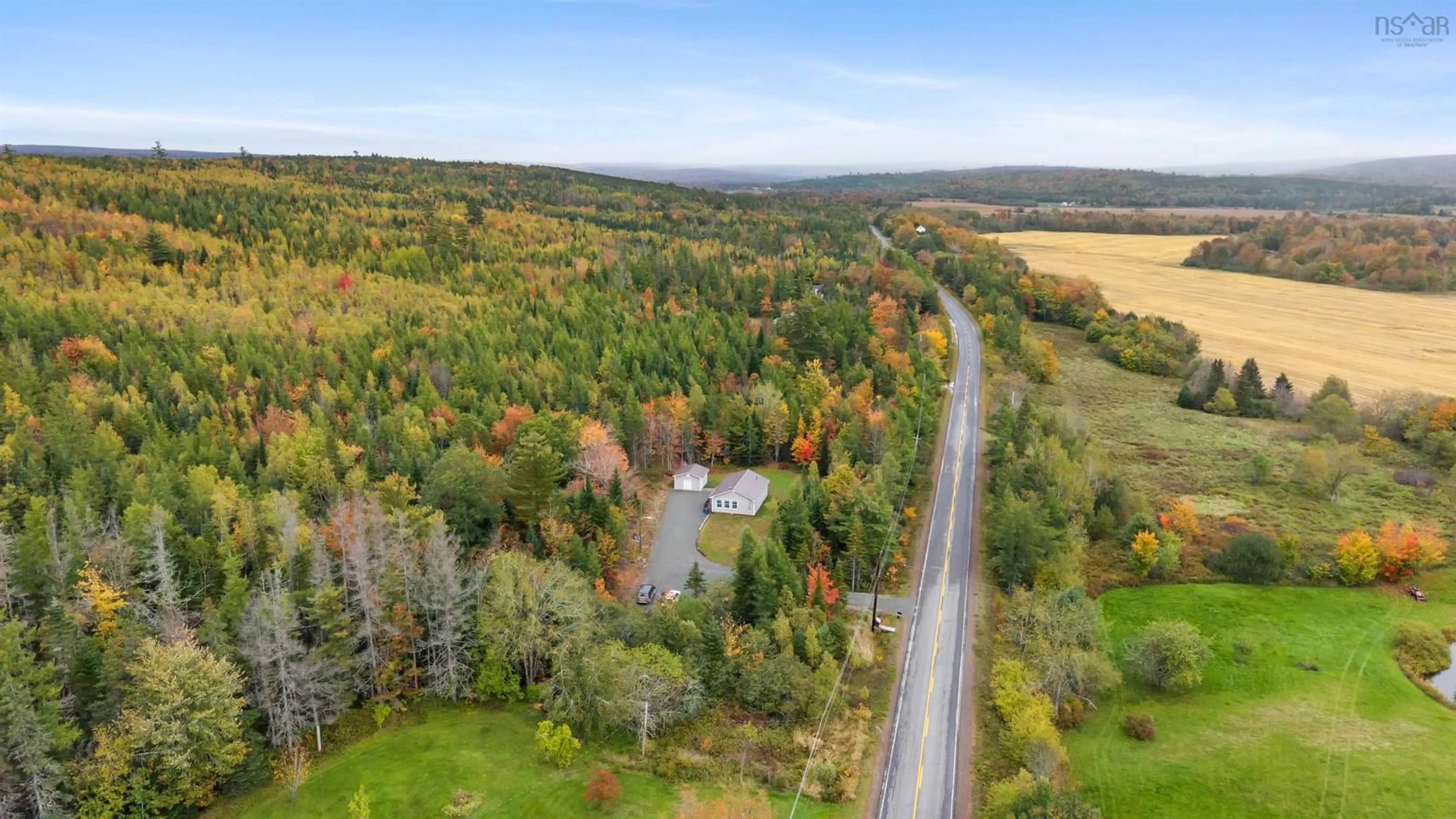 A pic from outside/outdoor area/front of a property/back of a property/a pic from drone, forest/trees view for 6439 Highway 289, Cross Roads Nova Scotia B0N 2P0