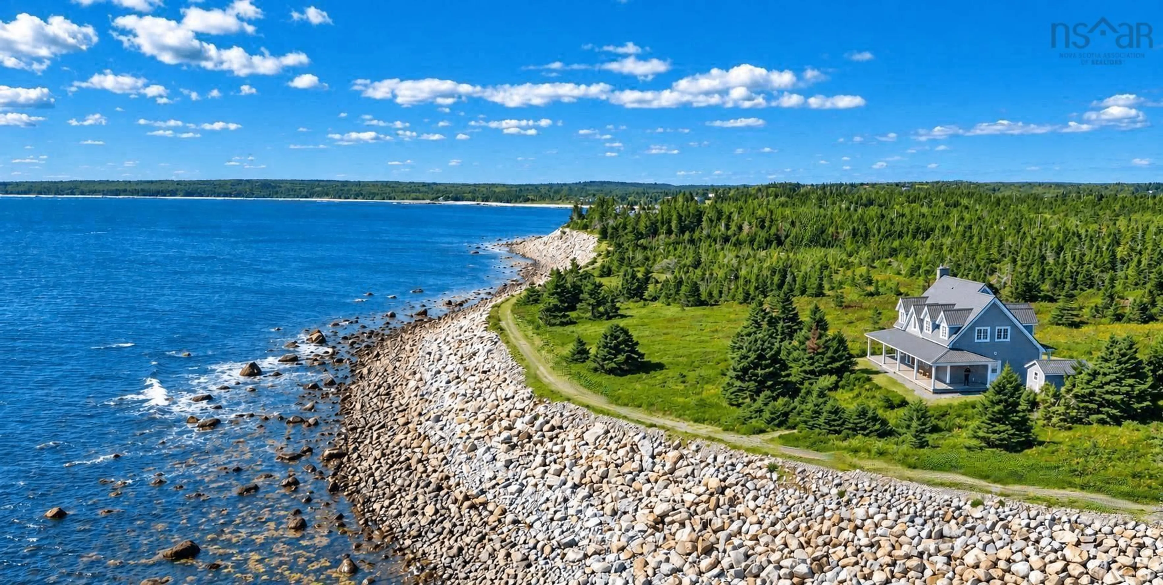 A pic from outside/outdoor area/front of a property/back of a property/a pic from drone, water/lake/river/ocean view for 160 Pierce Point Rd, Western Head Nova Scotia B0T 1K0