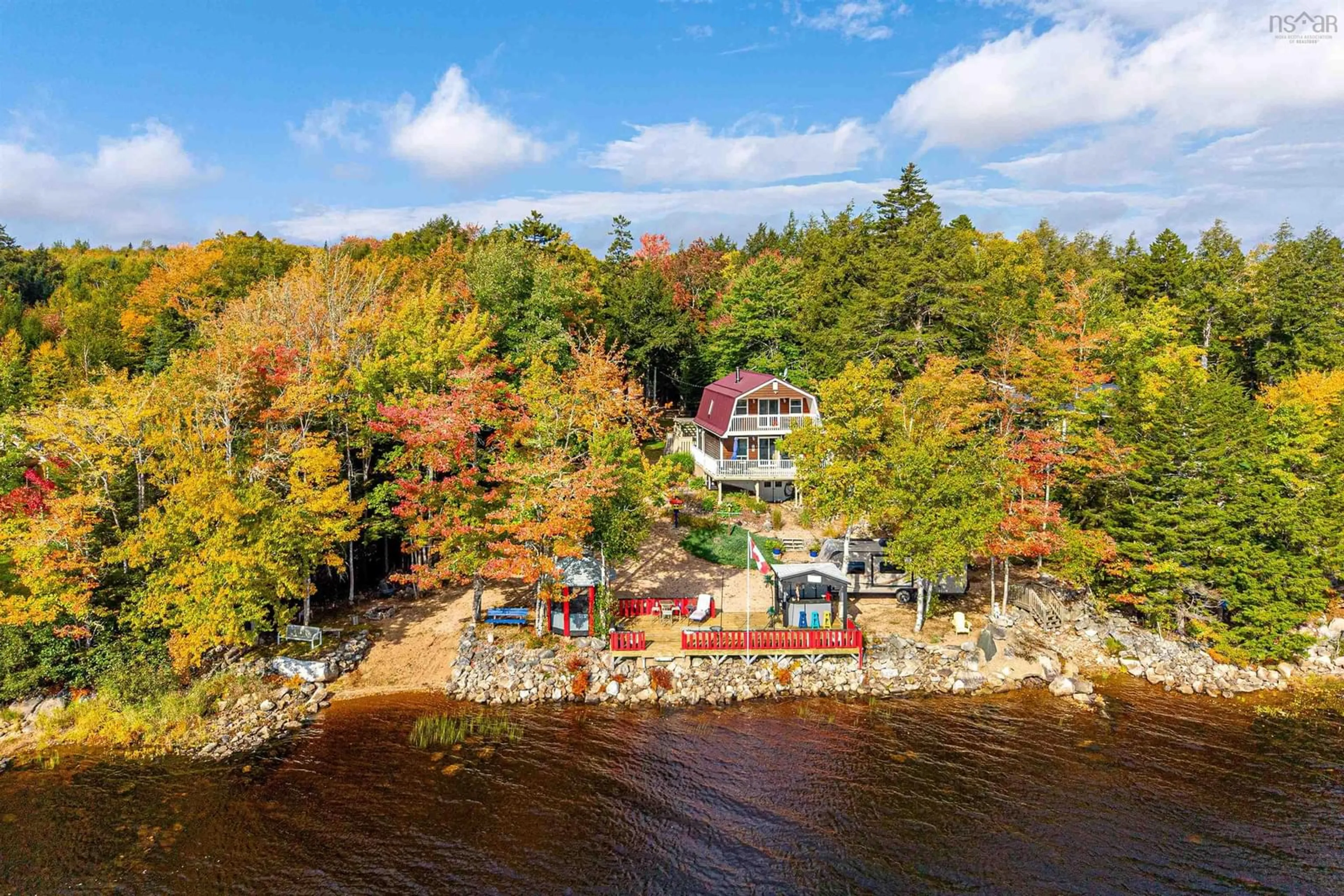 A pic from outside/outdoor area/front of a property/back of a property/a pic from drone, water/lake/river/ocean view for 450 Lakeside Dr, Springfield Nova Scotia B0R 1H0