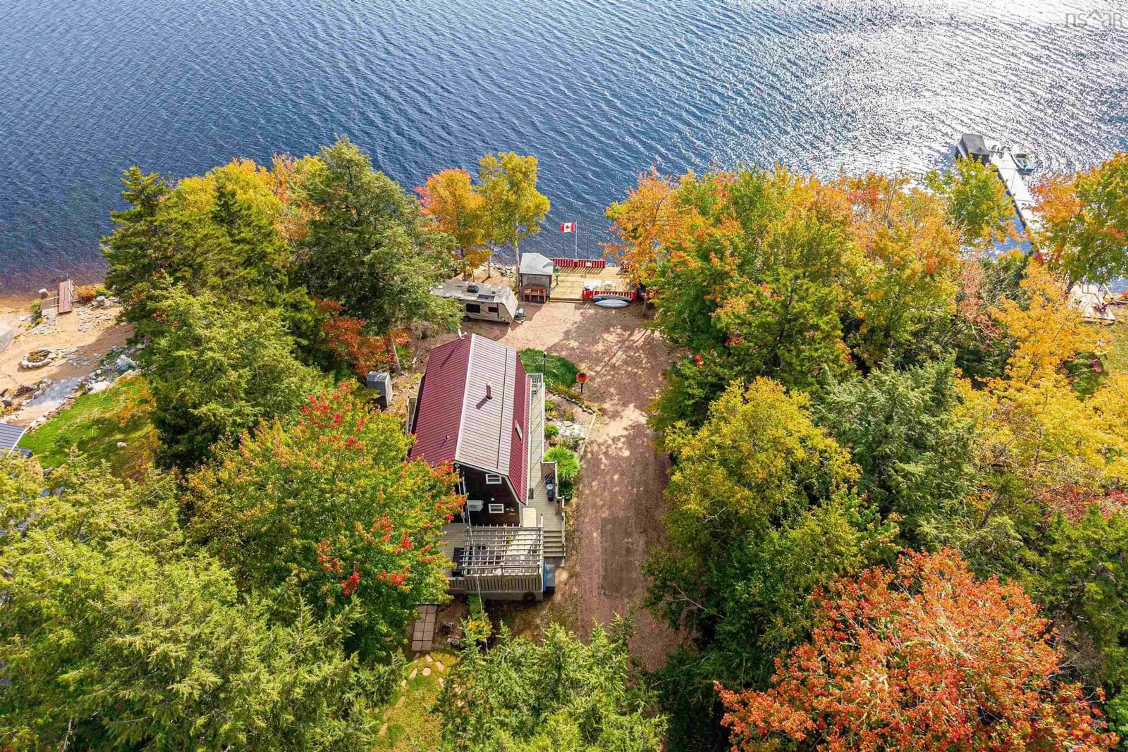 A pic from outside/outdoor area/front of a property/back of a property/a pic from drone, water/lake/river/ocean view for 450 Lakeside Dr, Springfield Nova Scotia B0R 1H0