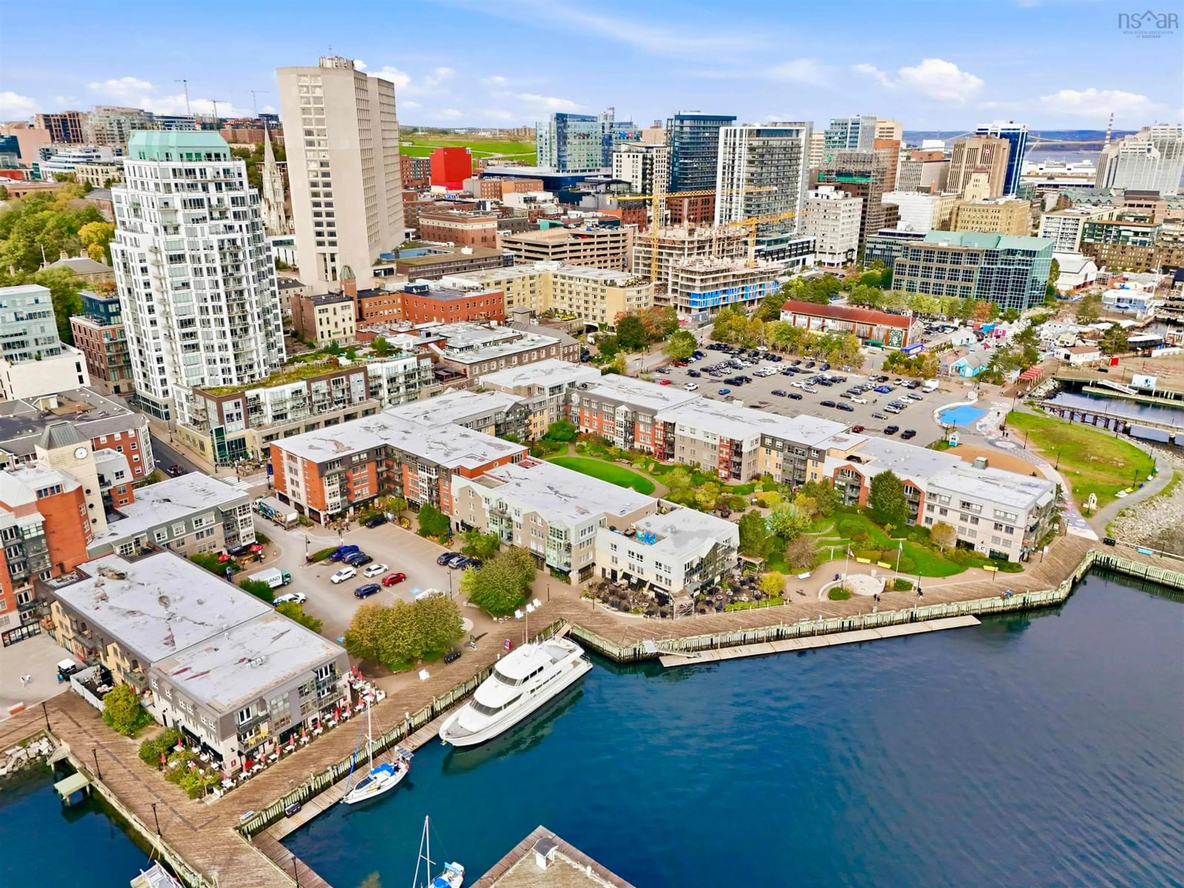 A pic from outside/outdoor area/front of a property/back of a property/a pic from drone, city buildings view from balcony for 1477 Lower Water St #526, Halifax Nova Scotia B3J 3Z2