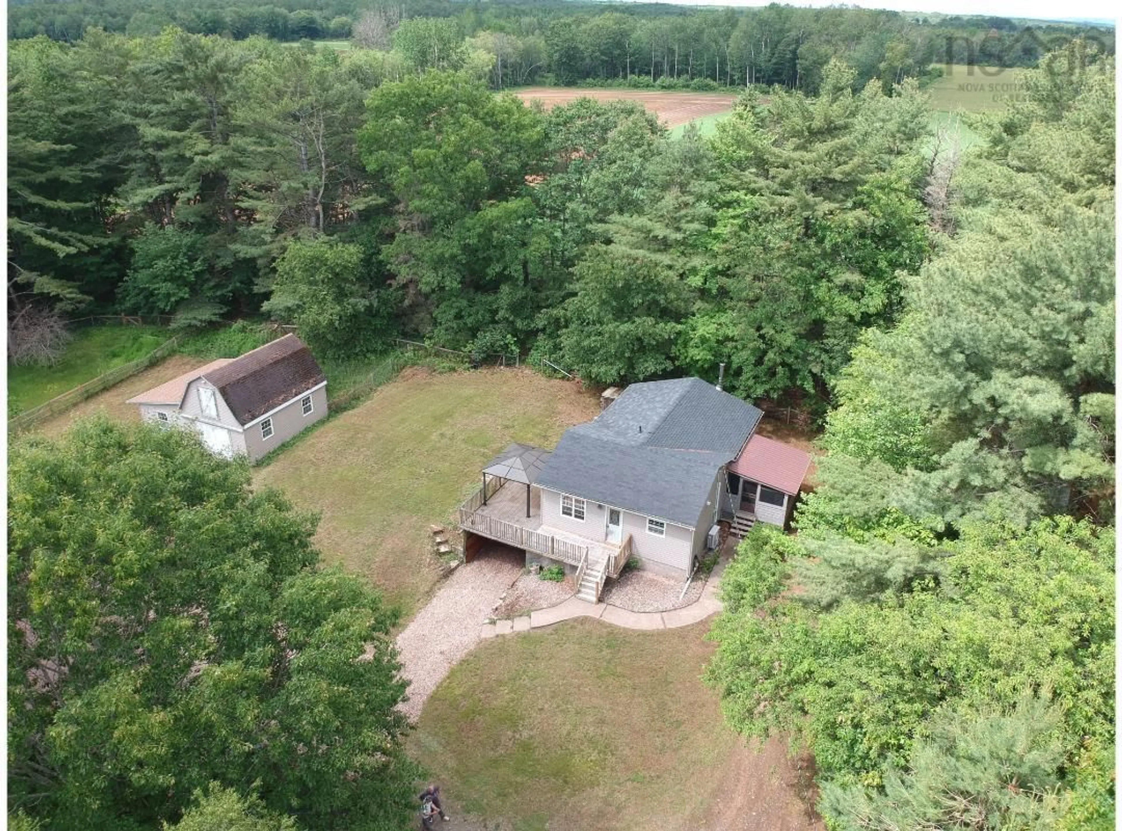 A pic from outside/outdoor area/front of a property/back of a property/a pic from drone, forest/trees view for 3349 Lovett Rd, Brooklyn Corner Nova Scotia B4N 3V7