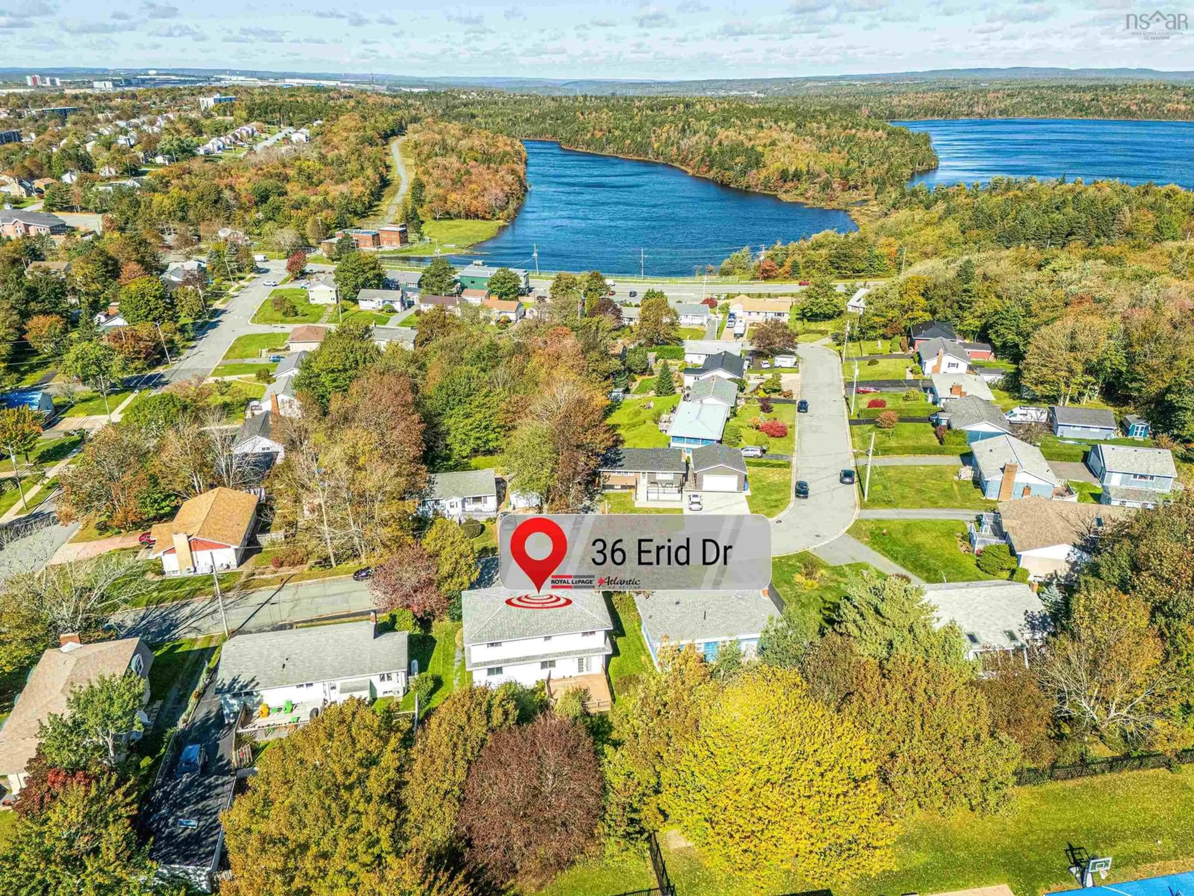 A pic from outside/outdoor area/front of a property/back of a property/a pic from drone, water/lake/river/ocean view for 36 Erin Drive, Dartmouth Nova Scotia B2W 2B8