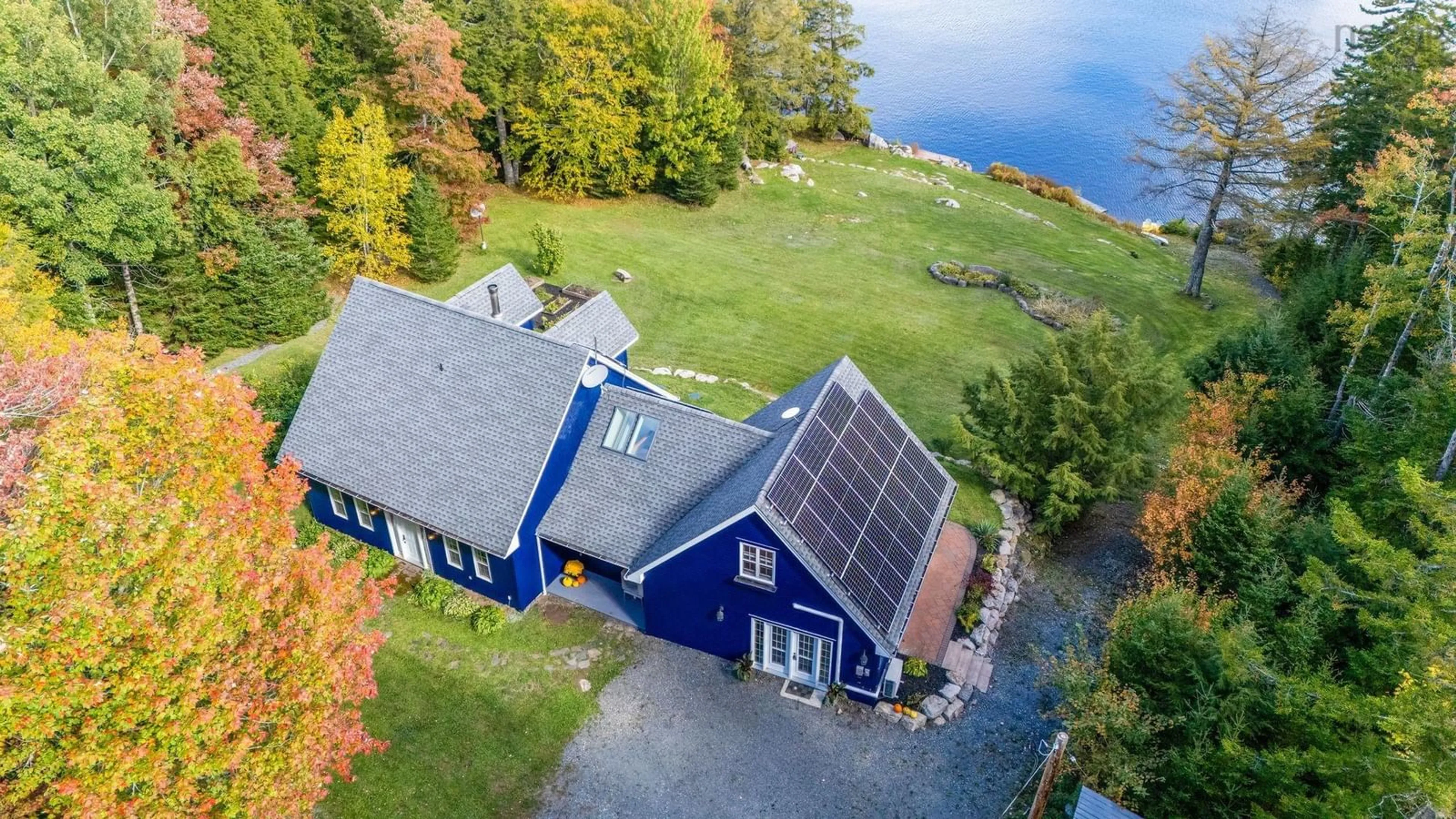 A pic from outside/outdoor area/front of a property/back of a property/a pic from drone, water/lake/river/ocean view for 267 Chalet Dr, Vaughan Nova Scotia B0N 2T0