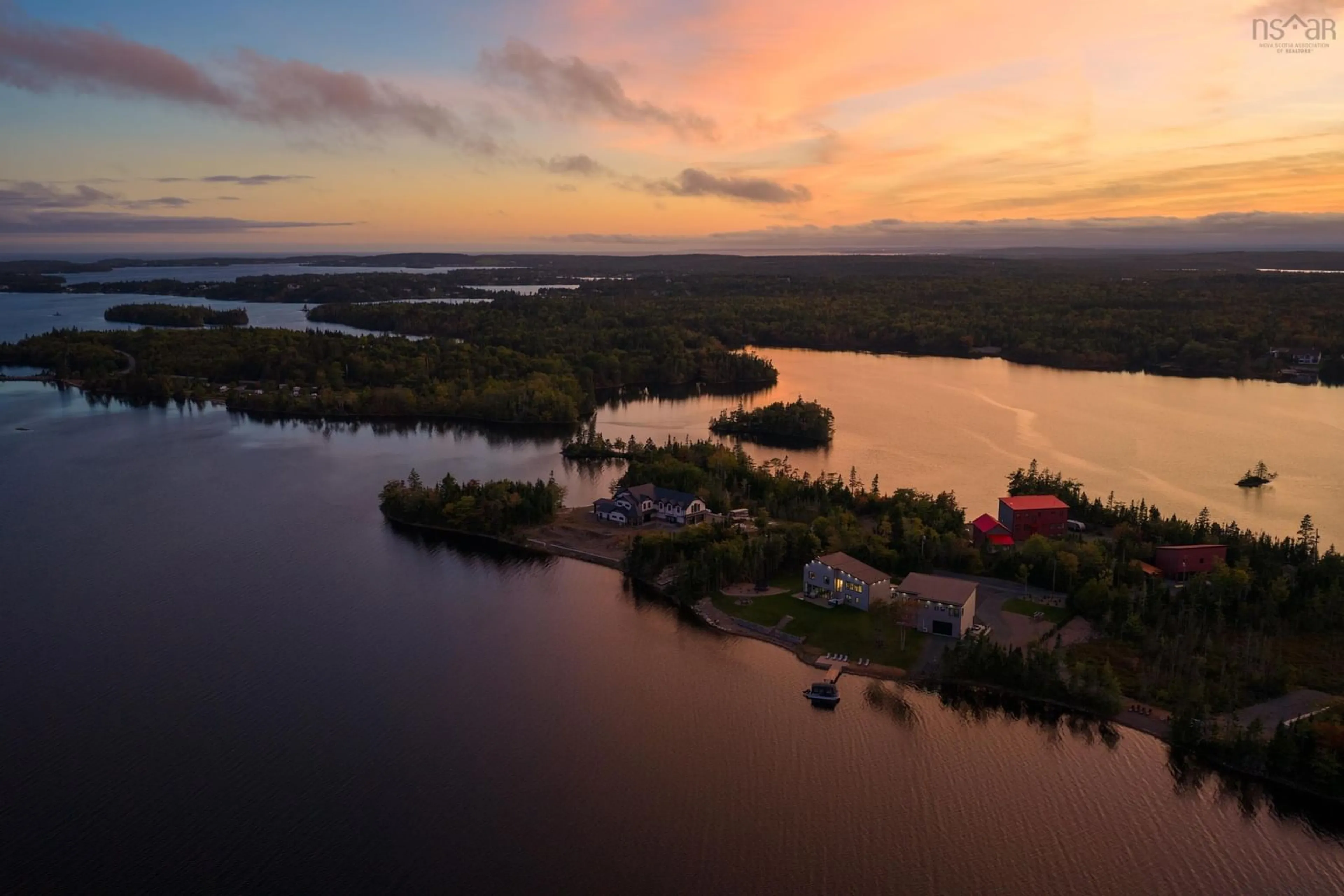 A pic from outside/outdoor area/front of a property/back of a property/a pic from drone, water/lake/river/ocean view for 420 Greyowl Dr, Middle Porters Lake Nova Scotia B3E 0B6