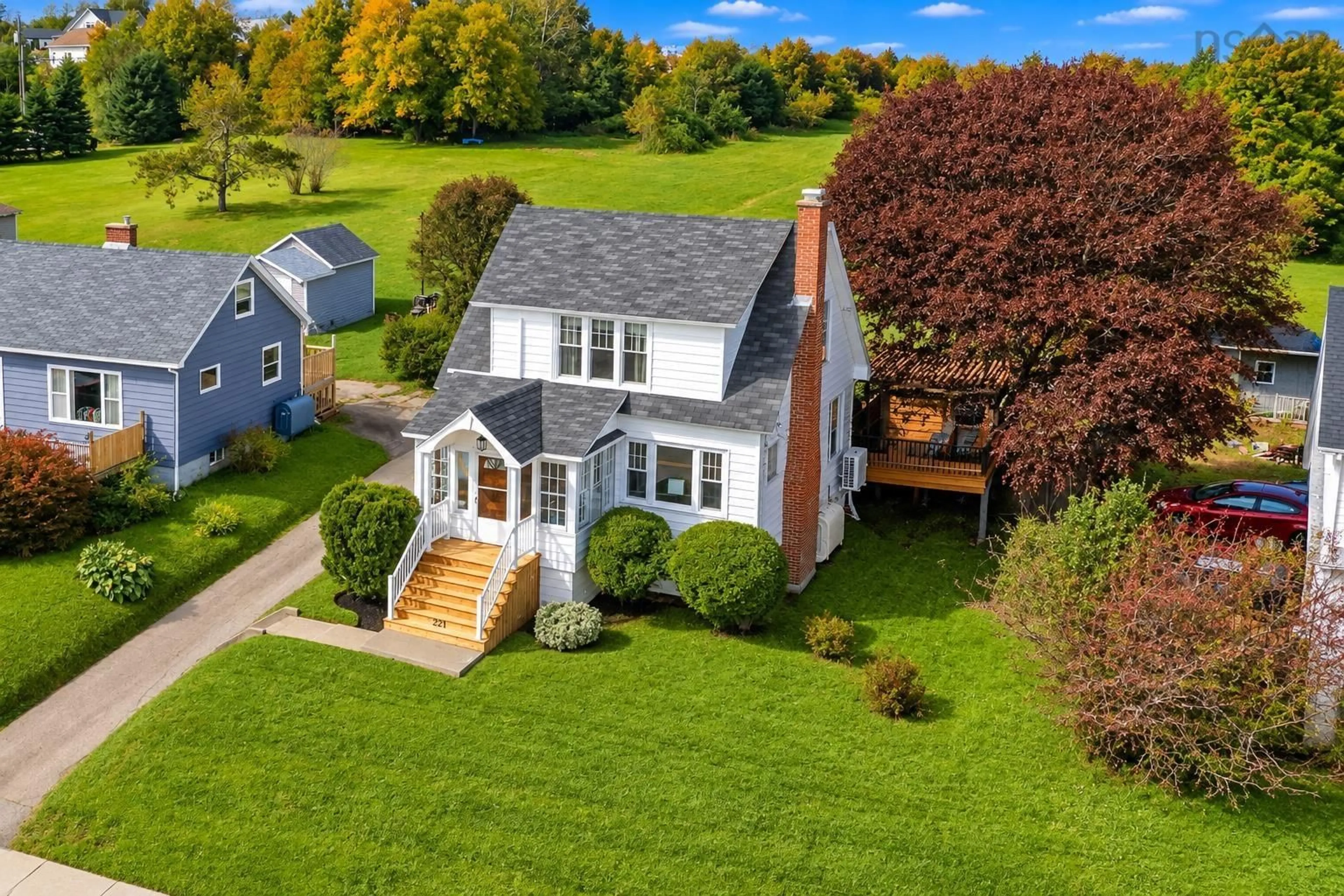 A pic from outside/outdoor area/front of a property/back of a property/a pic from drone, street for 221 Westmount Rd, Westmount Nova Scotia B1R 1A2