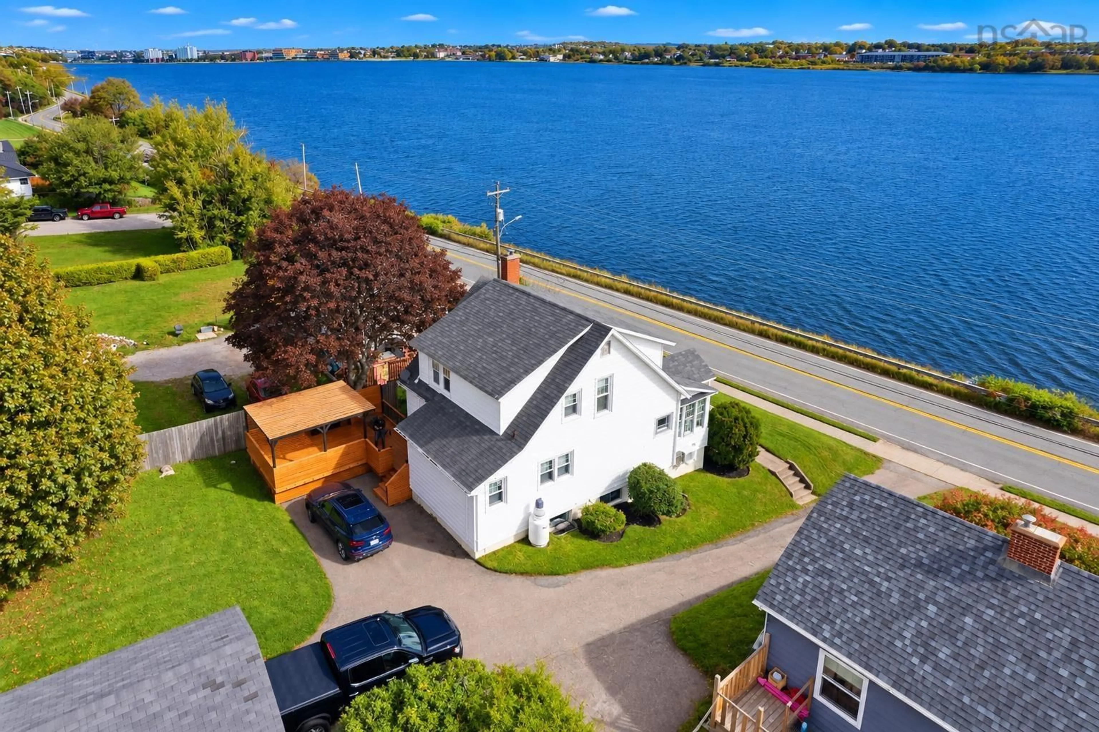 A pic from outside/outdoor area/front of a property/back of a property/a pic from drone, water/lake/river/ocean view for 221 Westmount Rd, Westmount Nova Scotia B1R 1A2