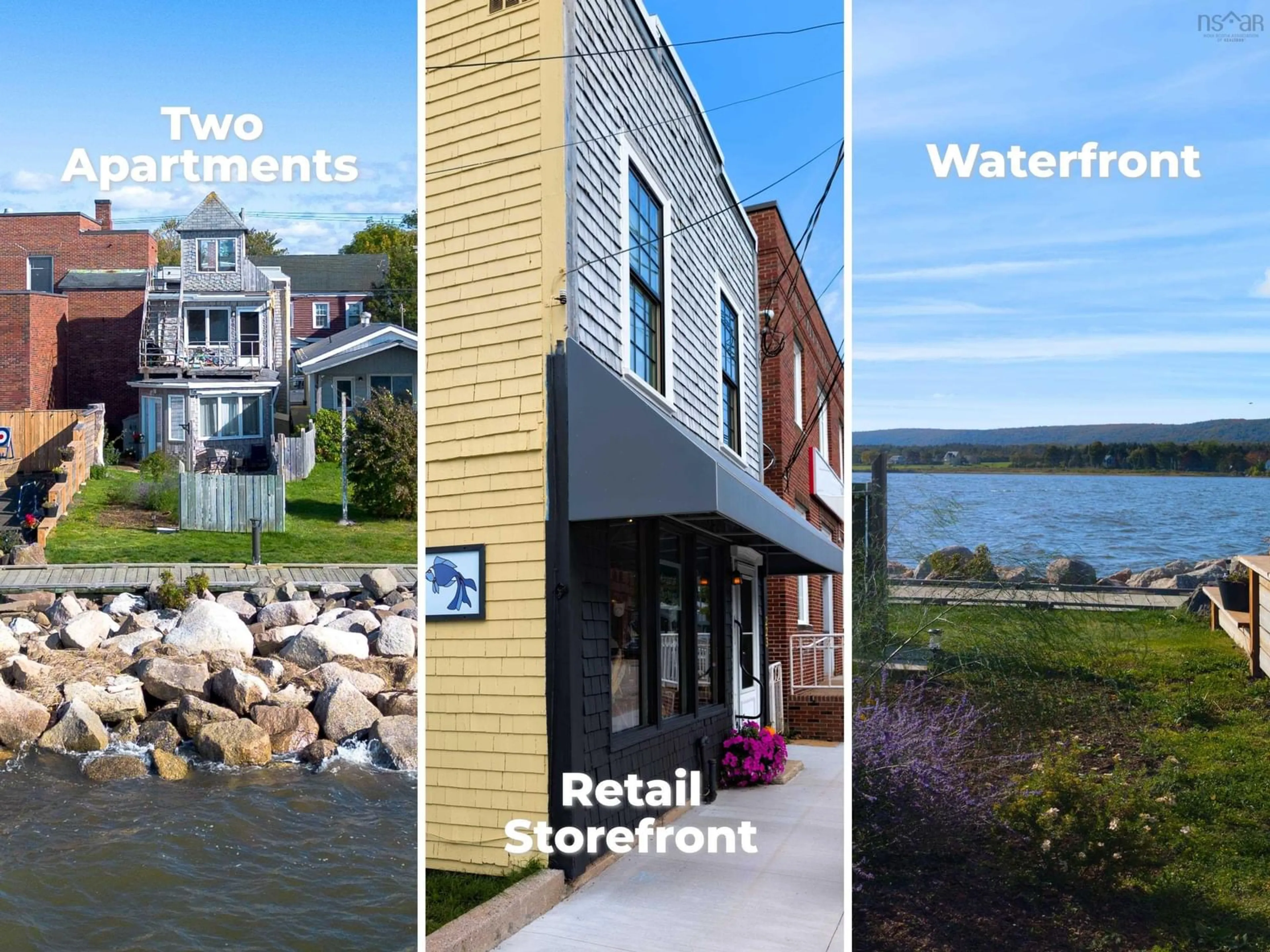 A pic from outside/outdoor area/front of a property/back of a property/a pic from drone, water/lake/river/ocean view for 223 St George St, Annapolis Royal Nova Scotia B0S 1A0