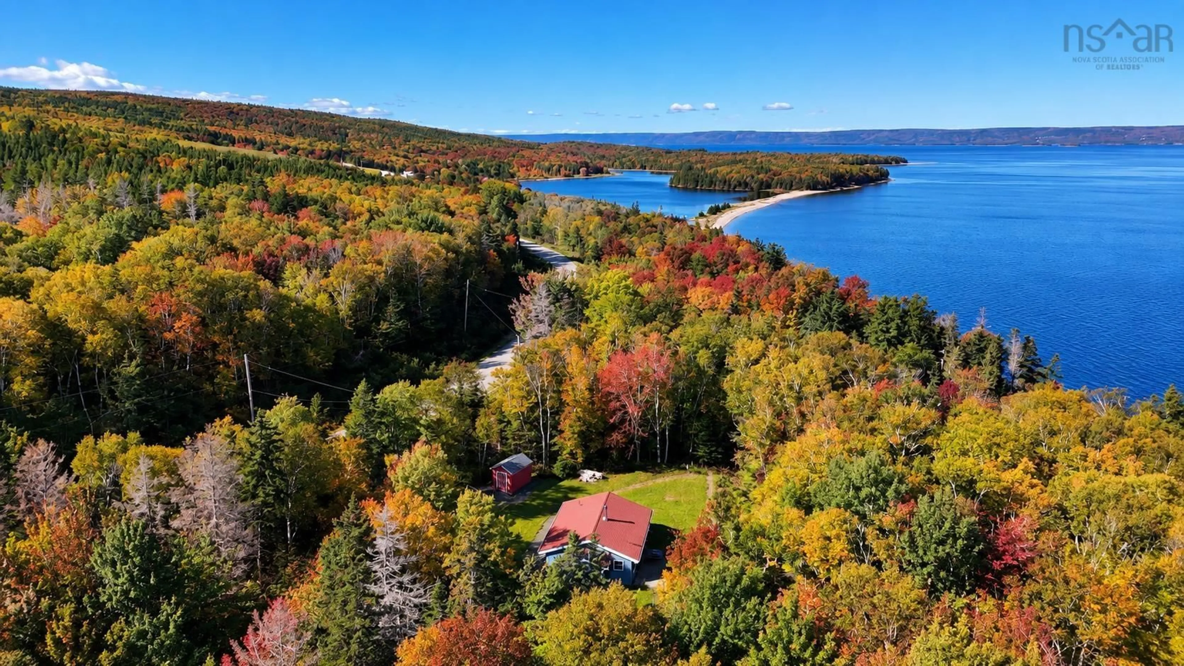 A pic from outside/outdoor area/front of a property/back of a property/a pic from drone, water/lake/river/ocean view for 5735 West Bay Rd, Roberta Nova Scotia B0E 3K0