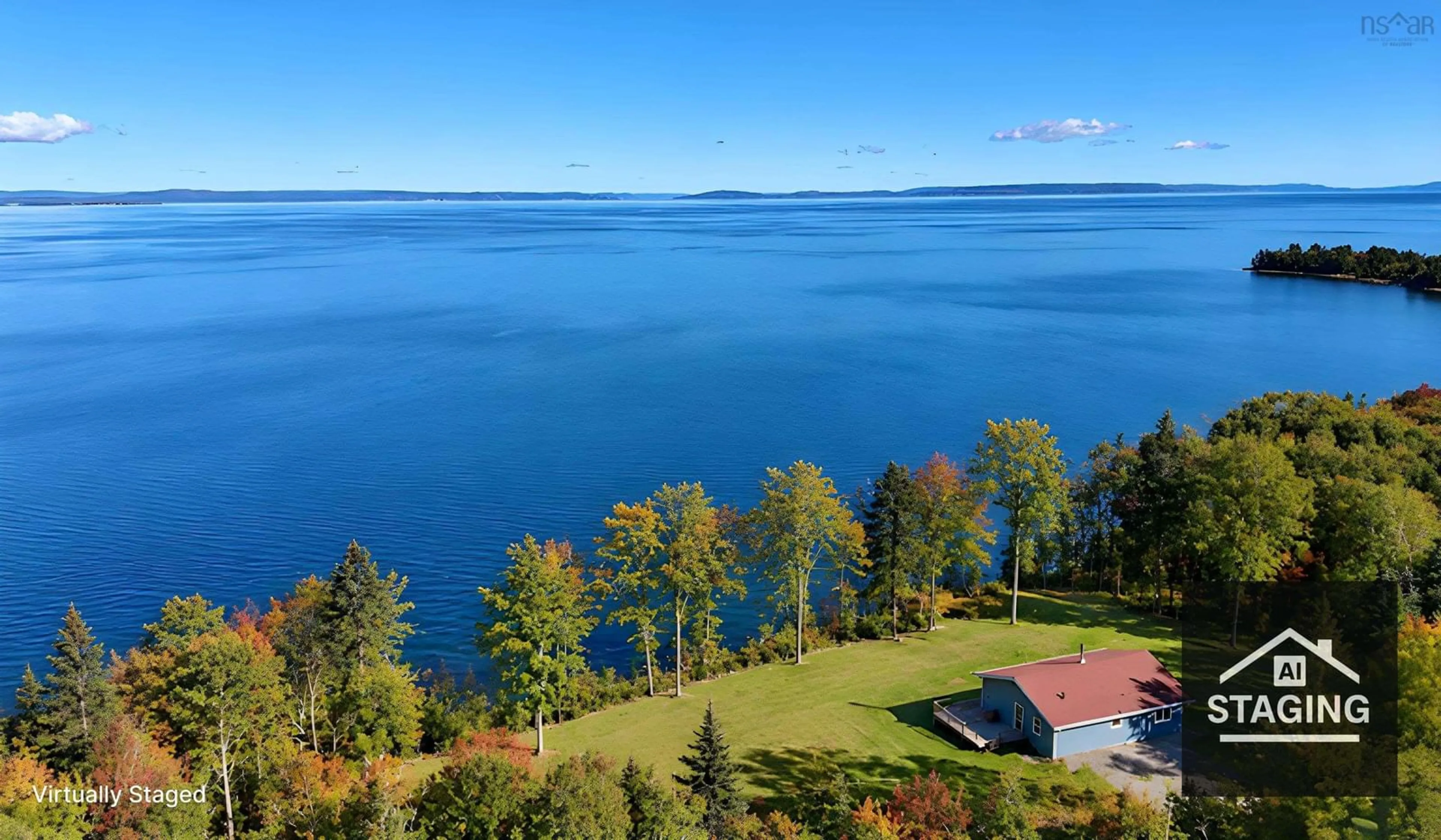 A pic from outside/outdoor area/front of a property/back of a property/a pic from drone, water/lake/river/ocean view for 5735 West Bay Rd, Roberta Nova Scotia B0E 3K0