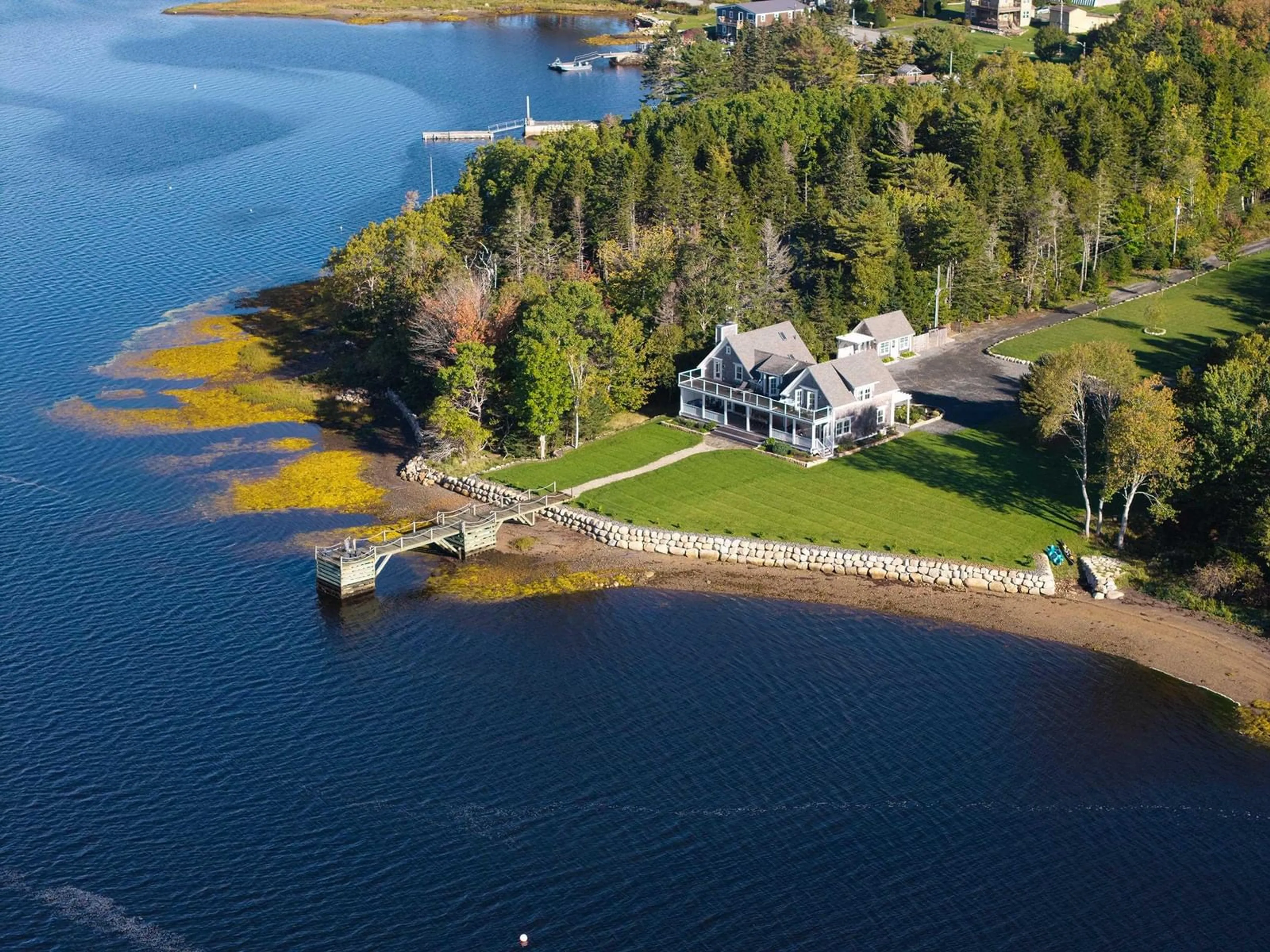 A pic from outside/outdoor area/front of a property/back of a property/a pic from drone, water/lake/river/ocean view for 4591, 4587 Highway 332, East Lahave Nova Scotia B4V 0V5
