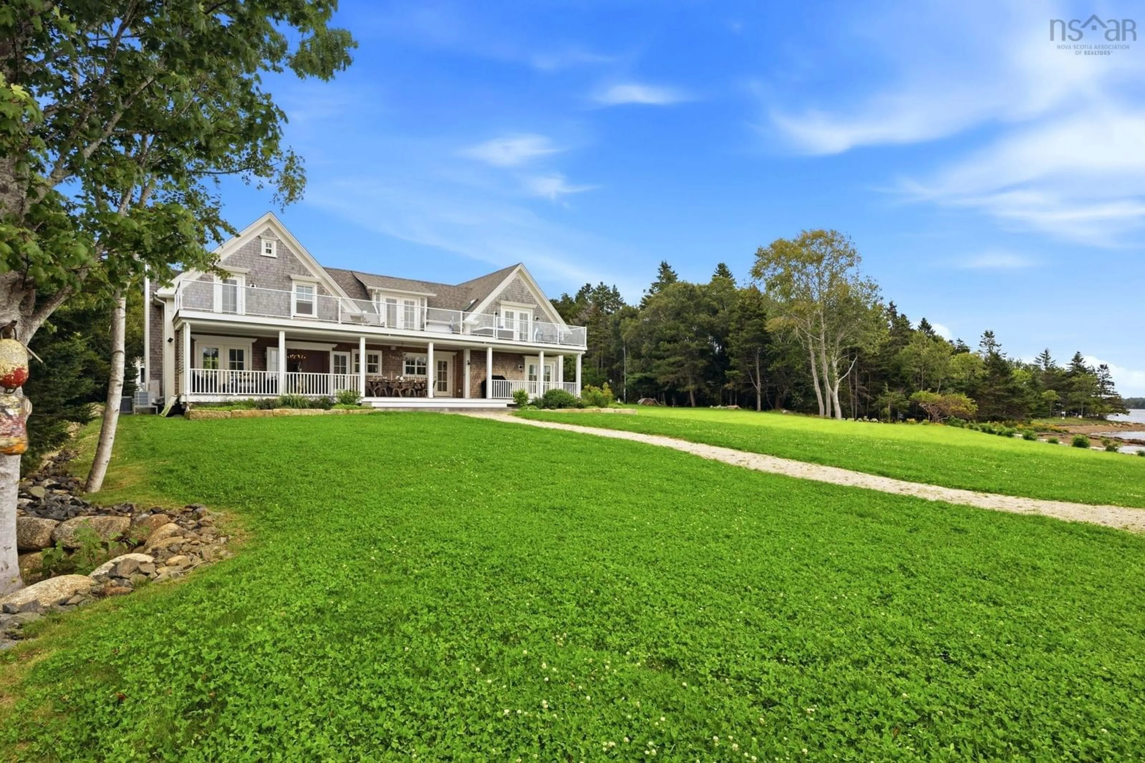A pic from outside/outdoor area/front of a property/back of a property/a pic from drone, water/lake/river/ocean view for 4591, 4587 Highway 332, East Lahave Nova Scotia B4V 0V5