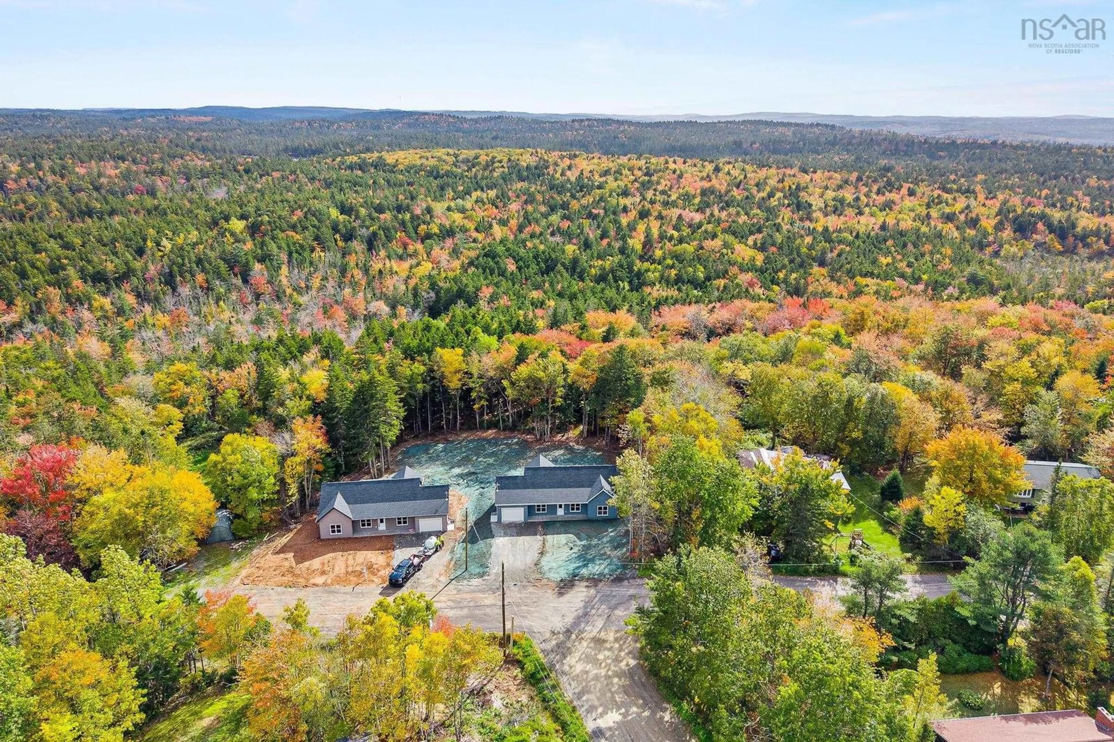 A pic from outside/outdoor area/front of a property/back of a property/a pic from drone, forest/trees view for 79 Pinewood Dr, East Hants Nova Scotia B0N 1Z0