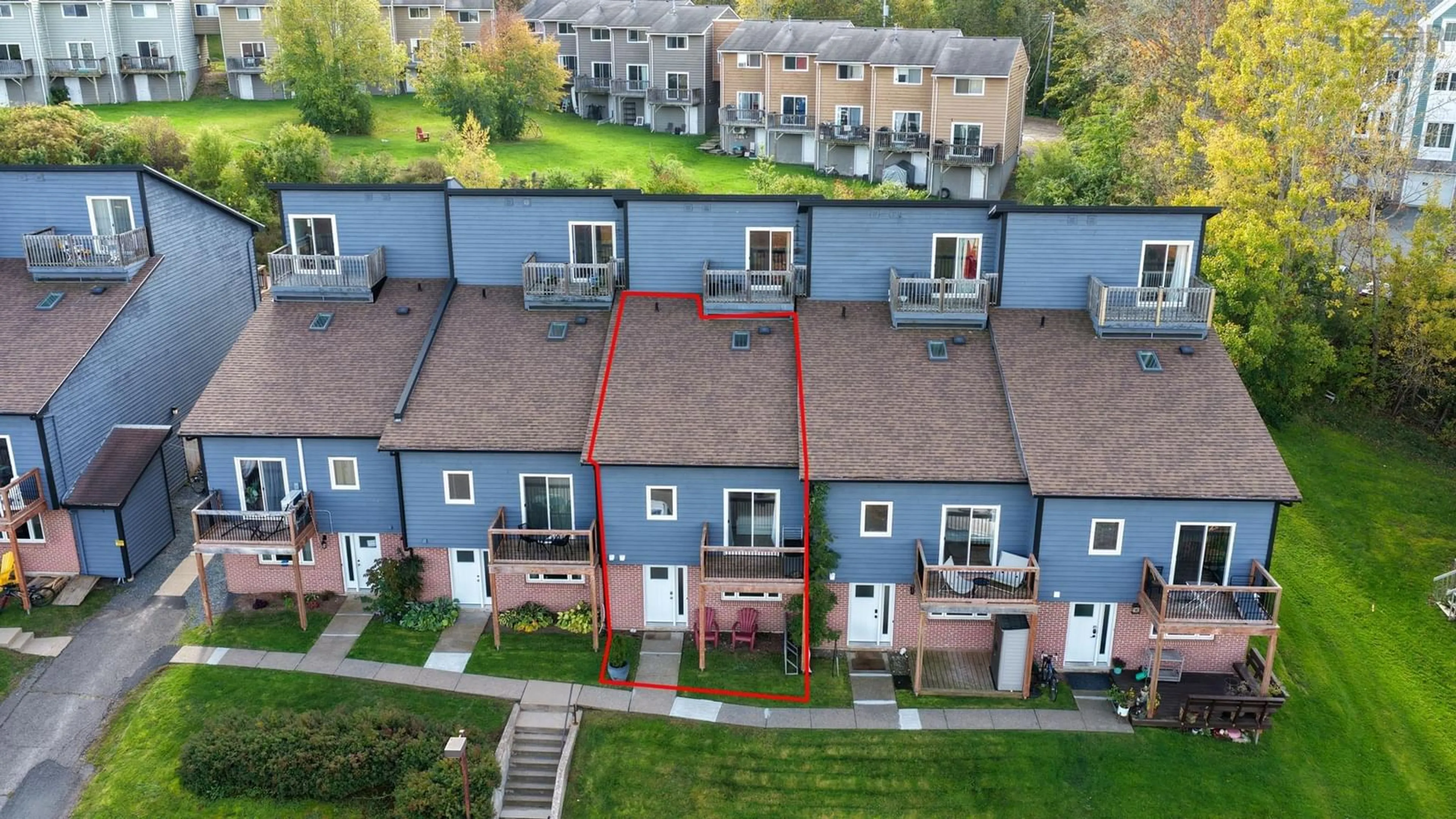 A pic from outside/outdoor area/front of a property/back of a property/a pic from drone, city buildings view from balcony for 8 Blomidon Terr #813, Wolfville Nova Scotia B4P 1M1