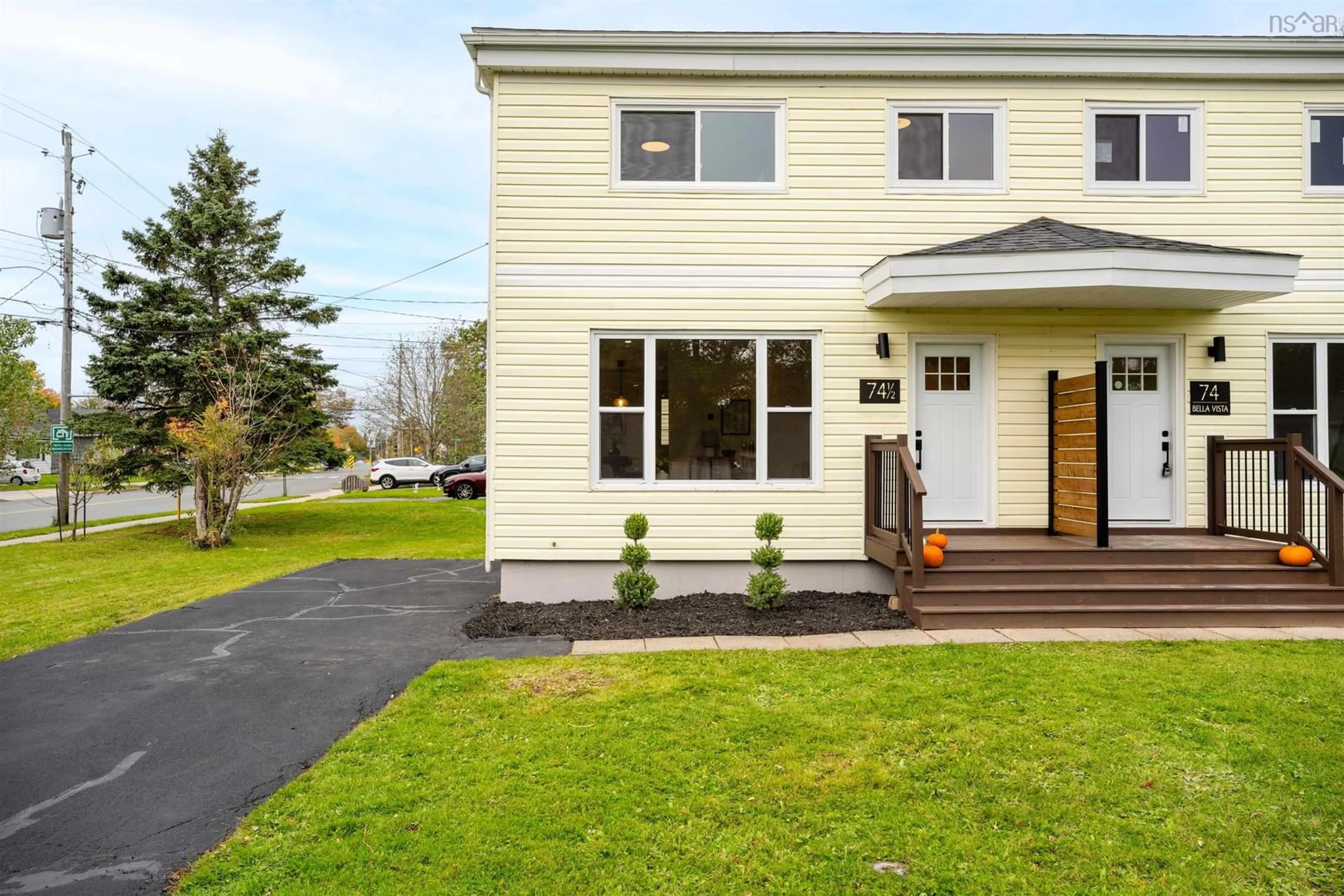 Home with vinyl exterior material, street for 74 1/2 Belle Vista Drive, Dartmouth Nova Scotia B2W 2X5