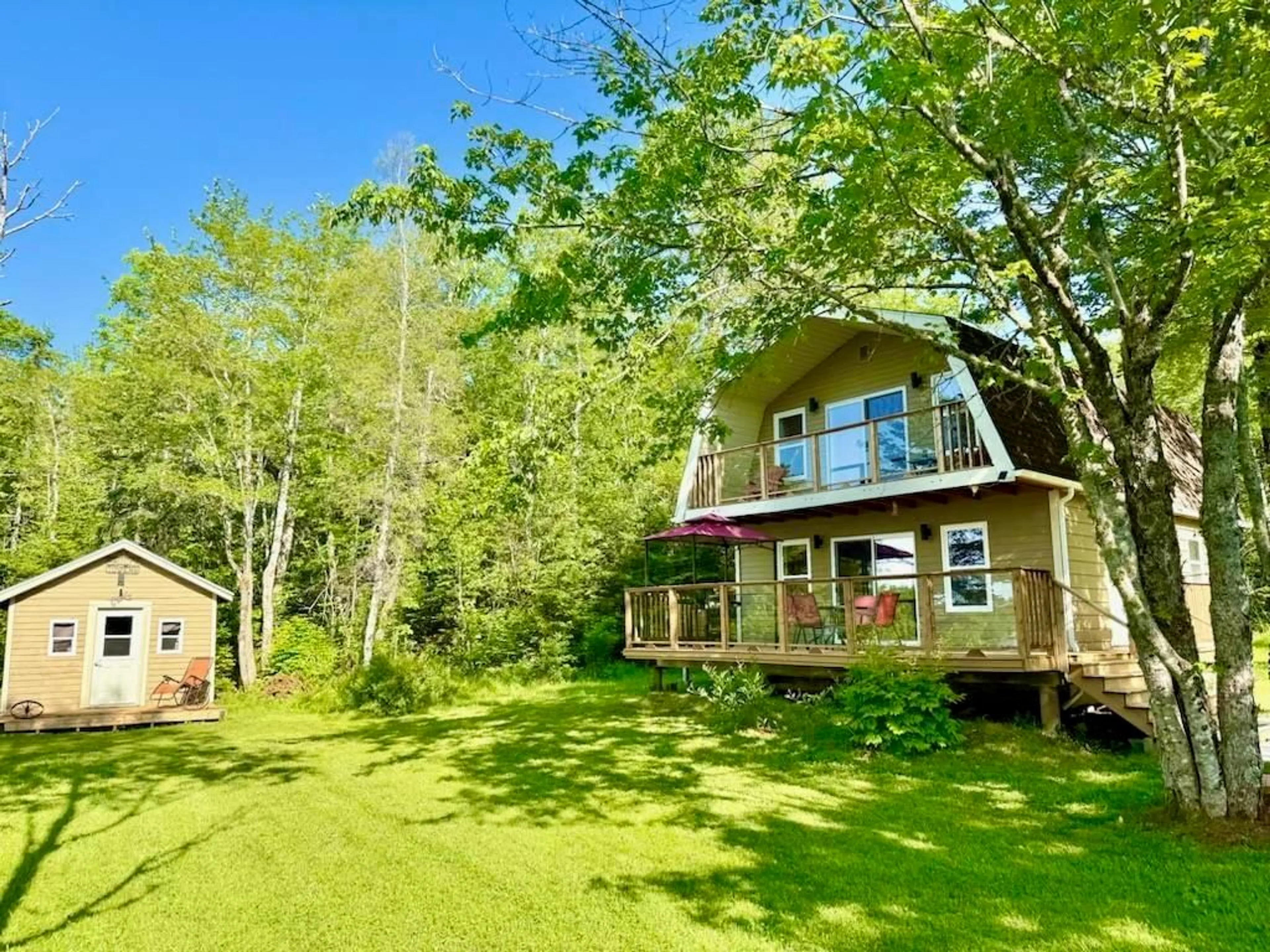 A pic from outside/outdoor area/front of a property/back of a property/a pic from drone, water/lake/river/ocean view for 166 Lauras Lane, Harriston Nova Scotia B0J 2M0