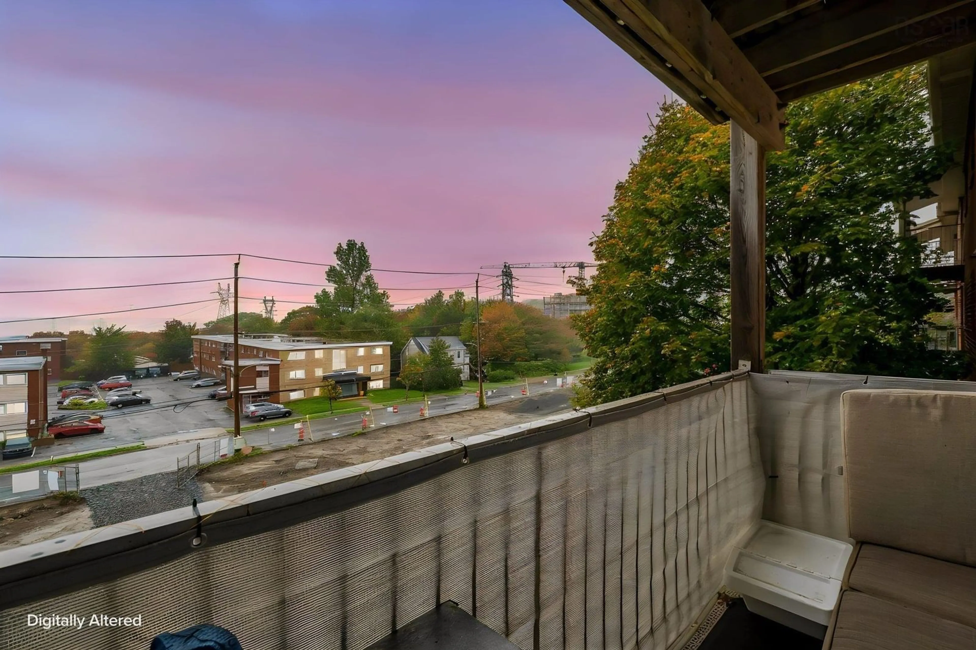 Patio, city buildings view from balcony for 281 Windmill Rd #349, Dartmouth Nova Scotia B3A 4P9