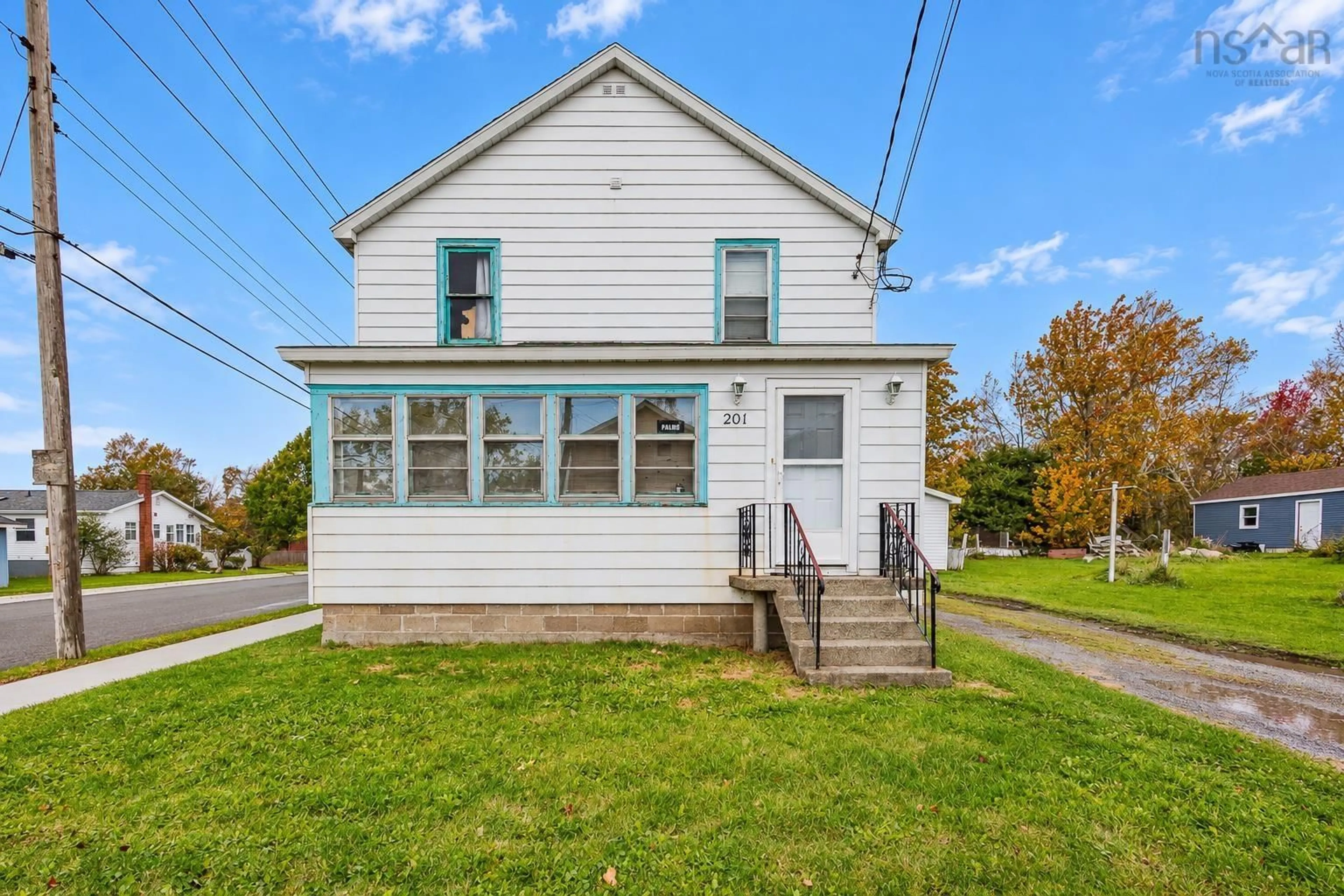 Home with vinyl exterior material, street for 201 Vulcan Ave, Sydney Nova Scotia B1P 5X1