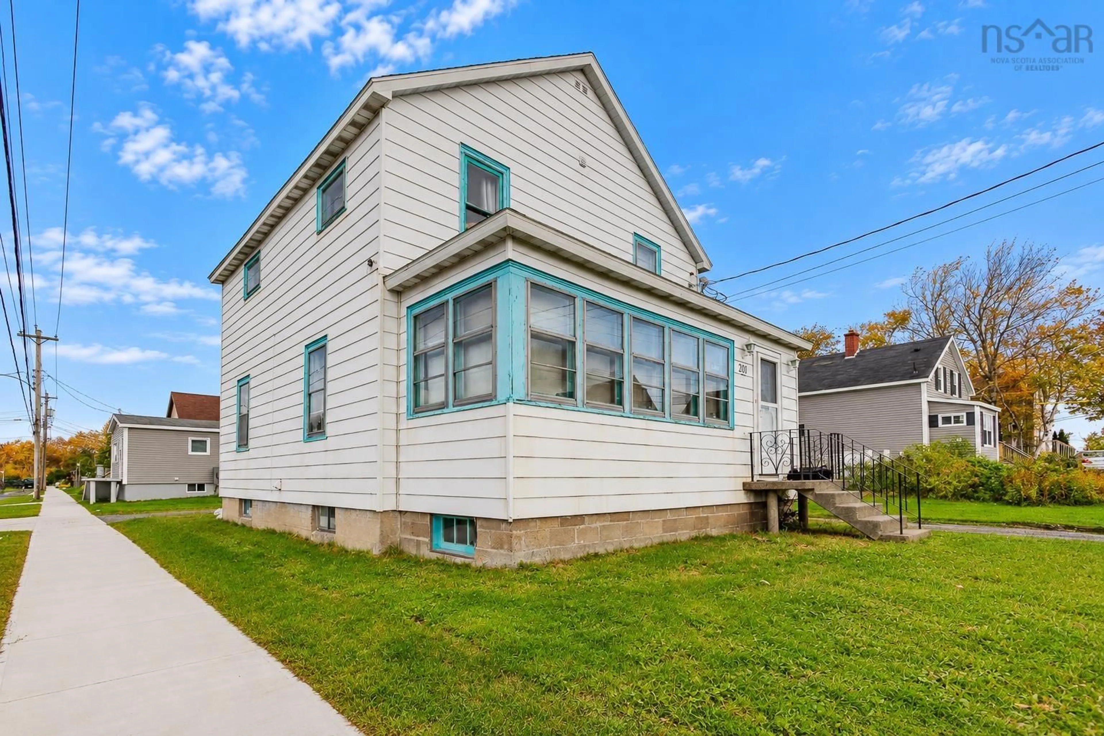 Home with vinyl exterior material, street for 201 Vulcan Ave, Sydney Nova Scotia B1P 5X1