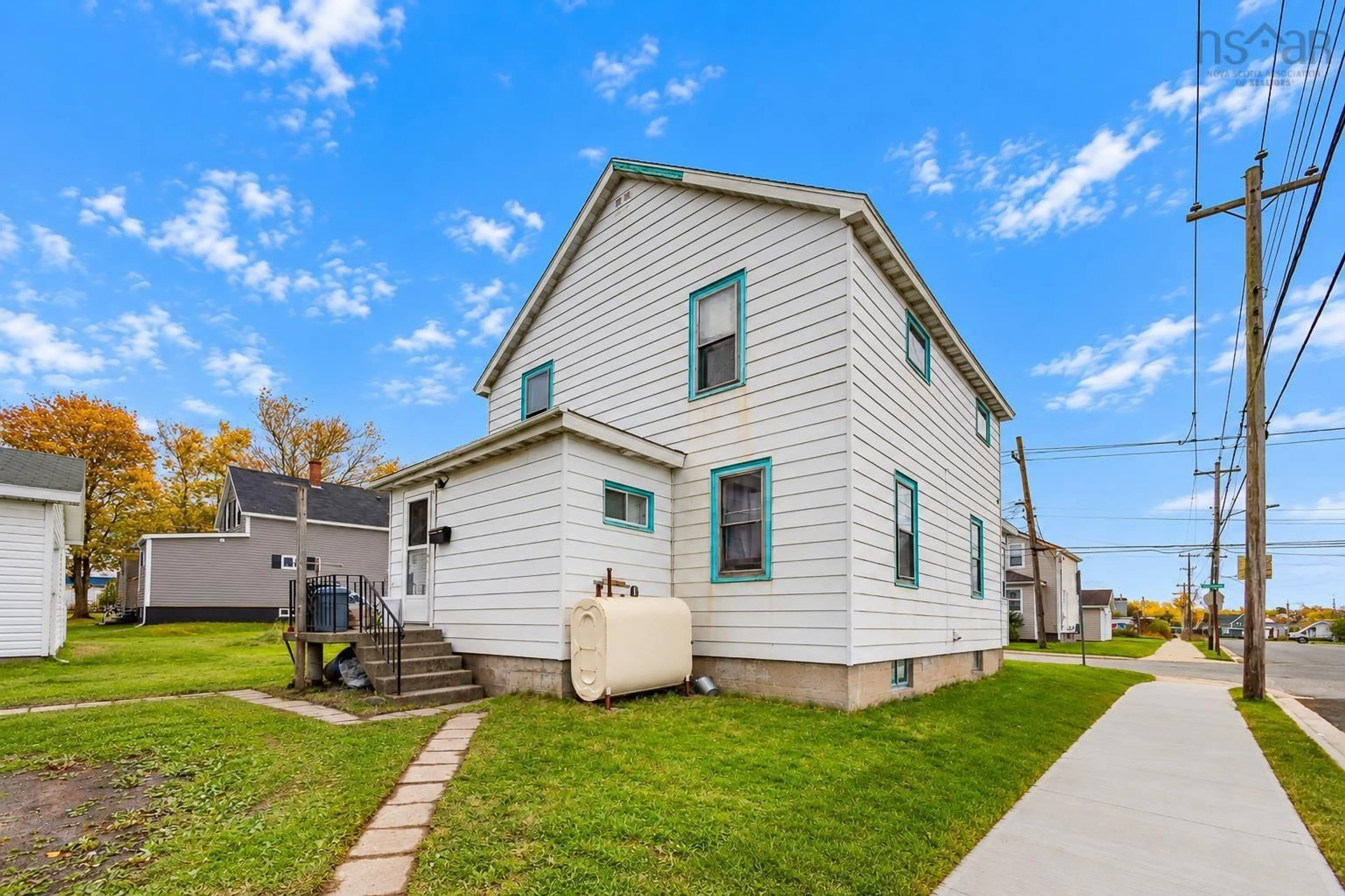 Home with vinyl exterior material, street for 201 Vulcan Ave, Sydney Nova Scotia B1P 5X1