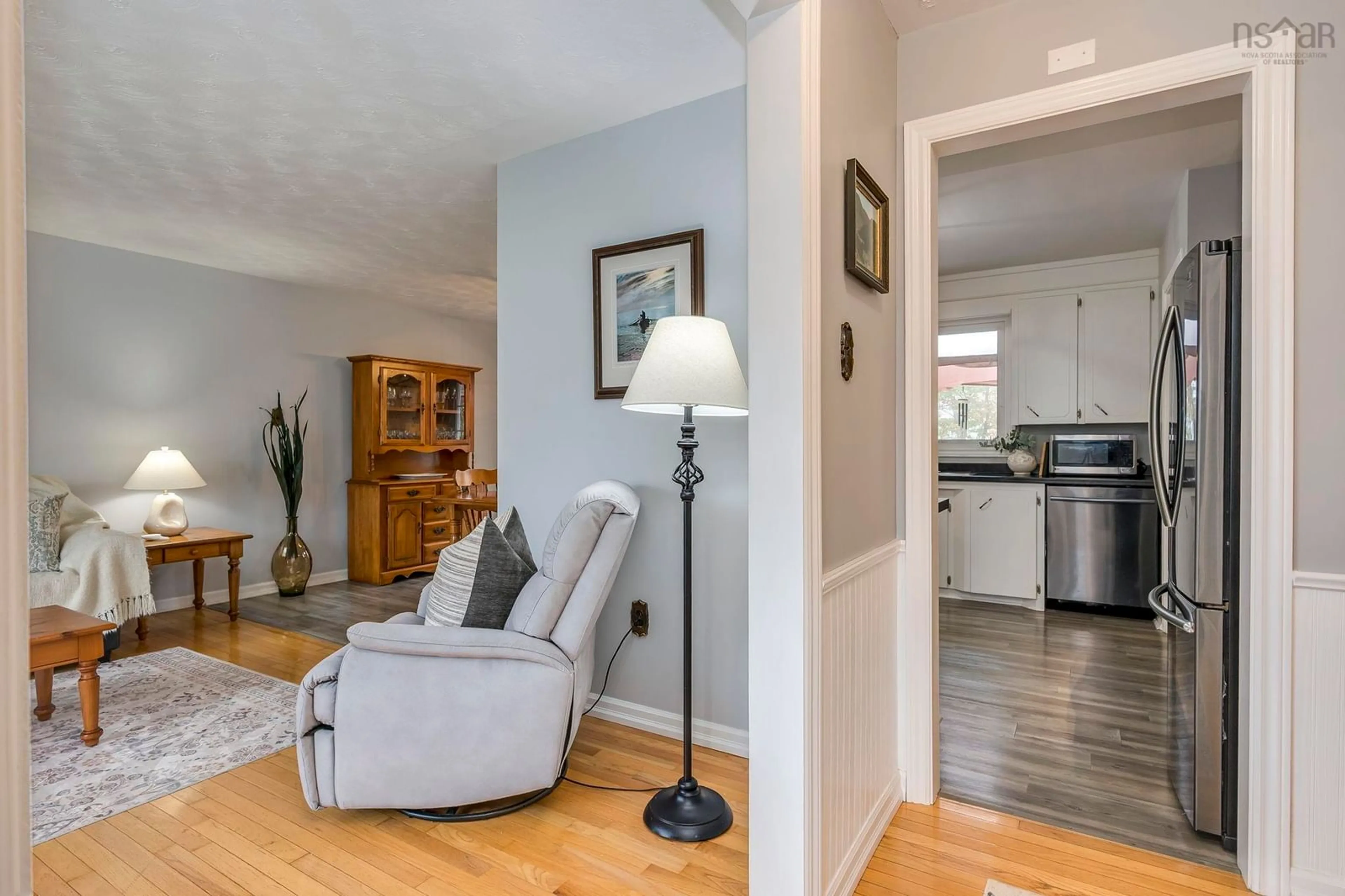 Living room with furniture, wood/laminate floor for 158 Stokil Dr, Lower Sackville Nova Scotia B4C 2G6
