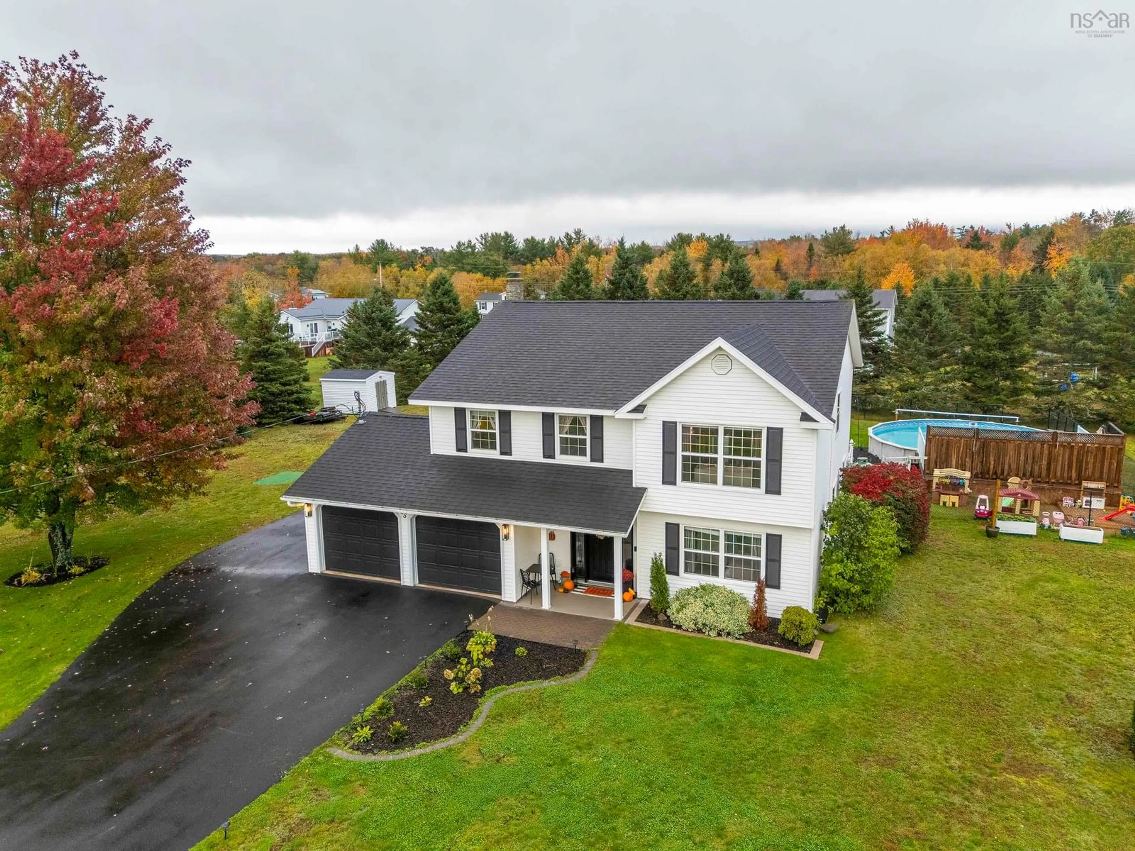 A pic from outside/outdoor area/front of a property/back of a property/a pic from drone, water/lake/river/ocean view for 55 Dahlgren Cres, North Kingston Nova Scotia B0P 1R0