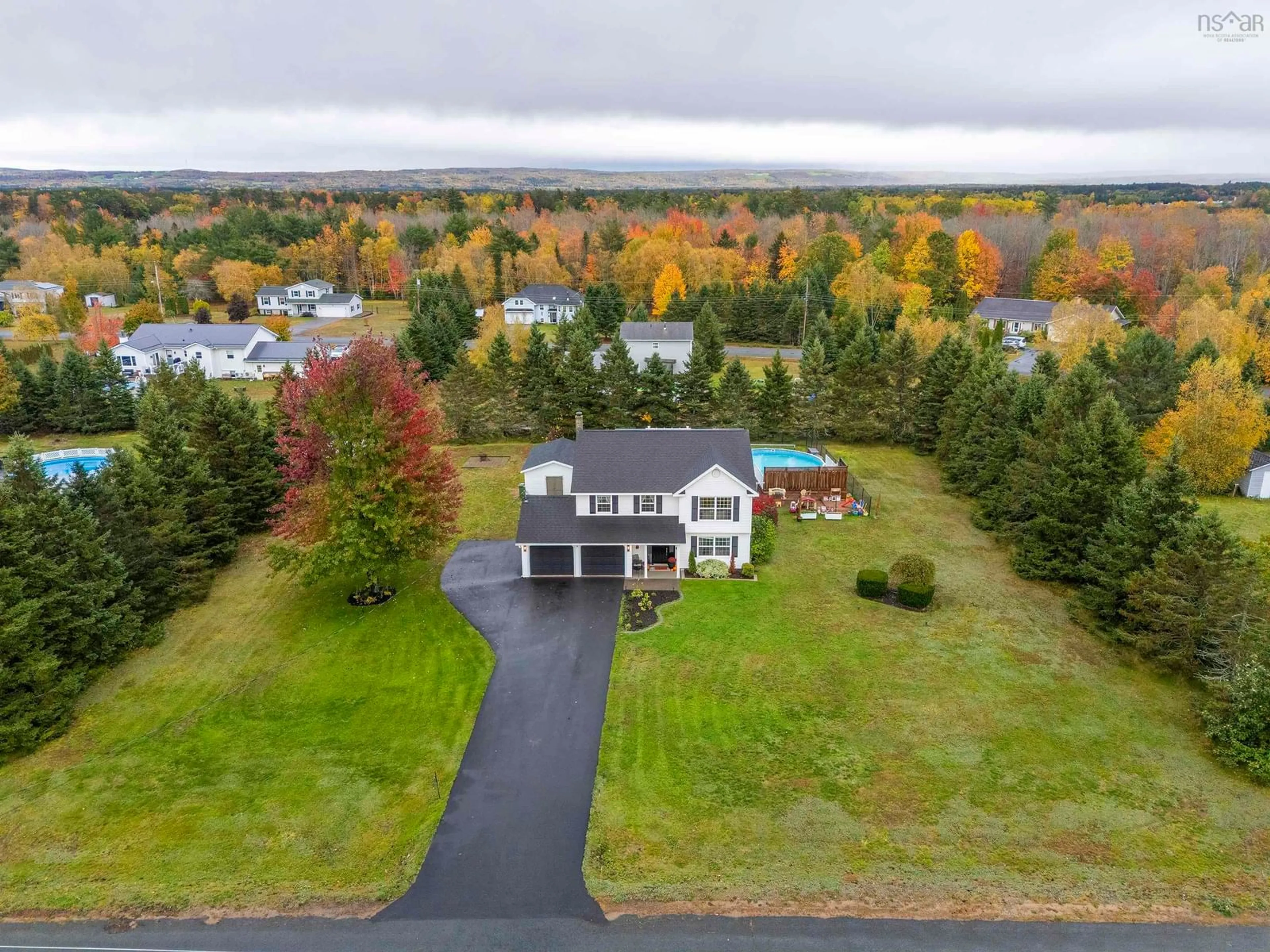 A pic from outside/outdoor area/front of a property/back of a property/a pic from drone, water/lake/river/ocean view for 55 Dahlgren Cres, North Kingston Nova Scotia B0P 1R0