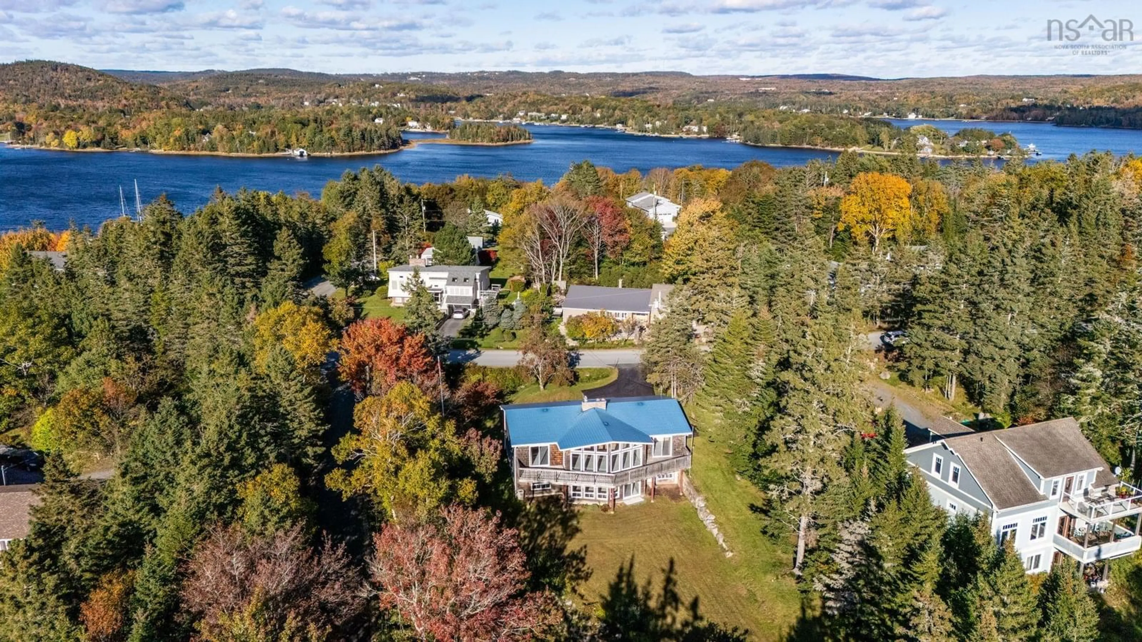 A pic from outside/outdoor area/front of a property/back of a property/a pic from drone, water/lake/river/ocean view for 201 Masons Point Rd, Head Of St. Margarets Bay Nova Scotia B3Z 1Y9