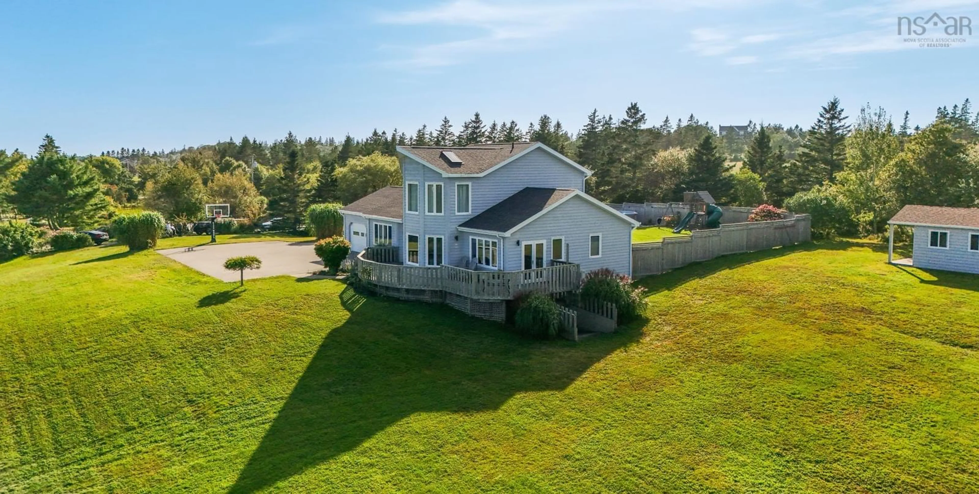 A pic from outside/outdoor area/front of a property/back of a property/a pic from drone, water/lake/river/ocean view for 401 Lakeside Rd, Dayton Nova Scotia B5A 5K3