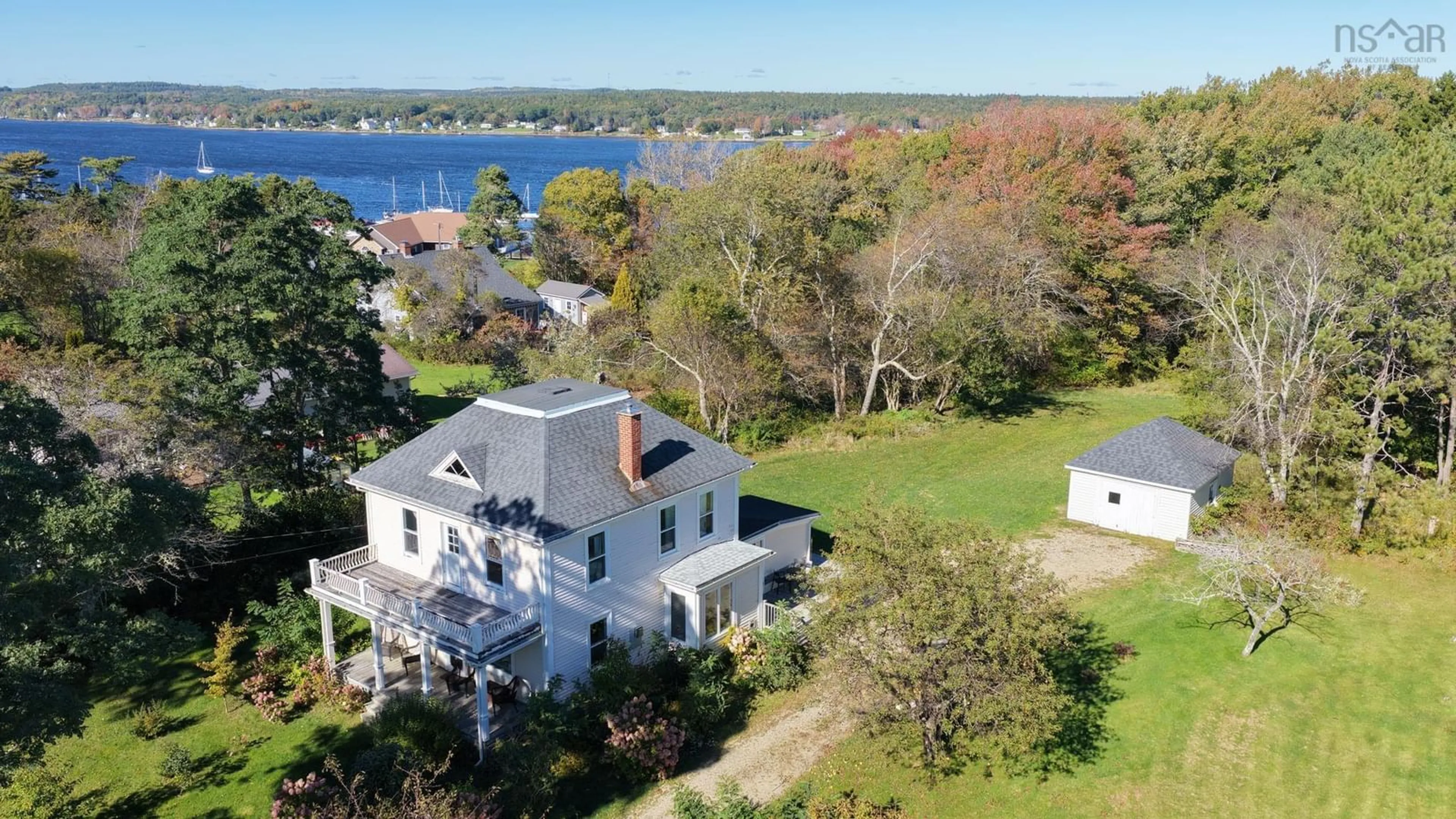 A pic from outside/outdoor area/front of a property/back of a property/a pic from drone, water/lake/river/ocean view for 2571 Highway 331, West Lahave Nova Scotia B0R 1J0