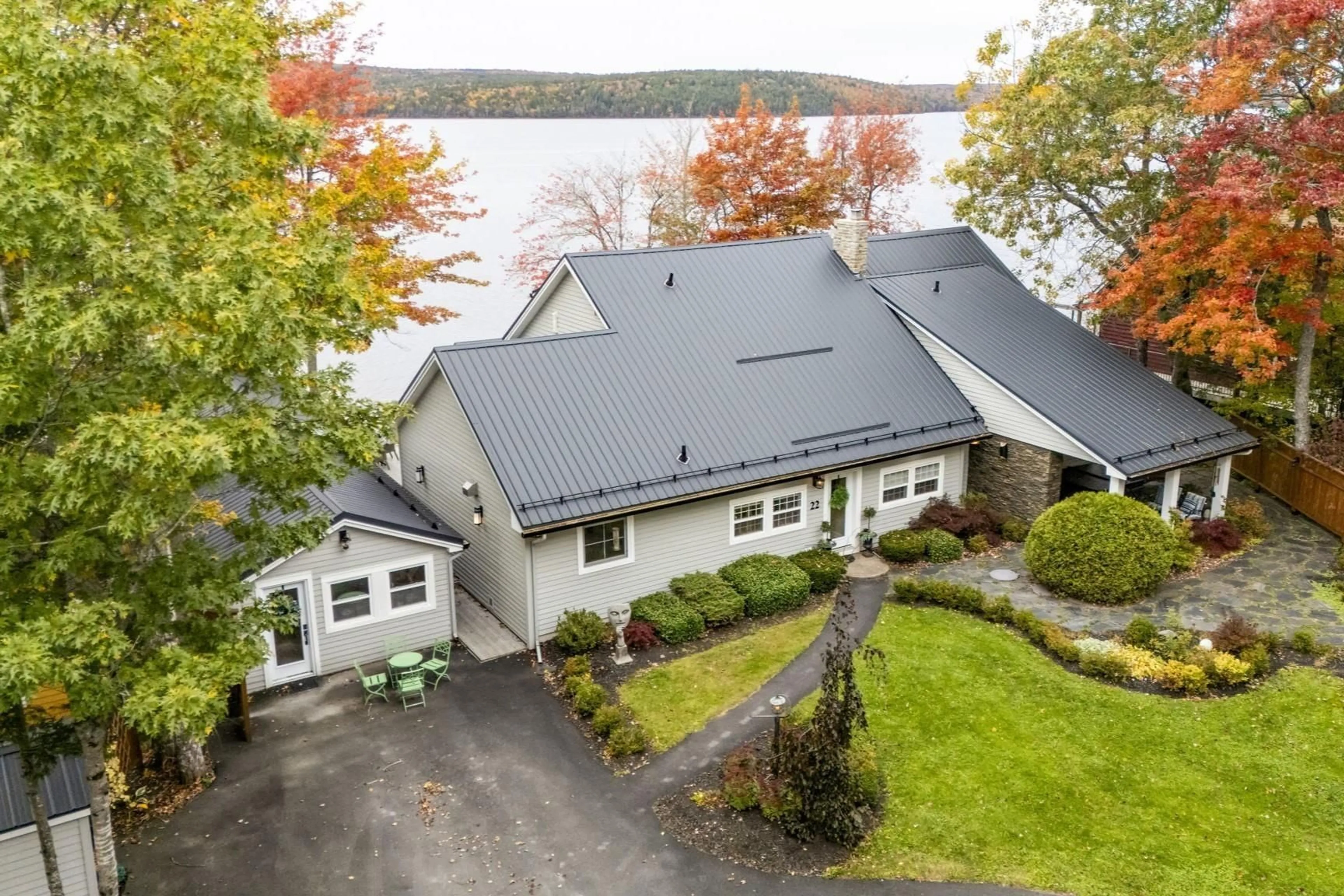A pic from outside/outdoor area/front of a property/back of a property/a pic from drone, water/lake/river/ocean view for 22 Parkview Dr, Oakfield Nova Scotia B2T 1B1