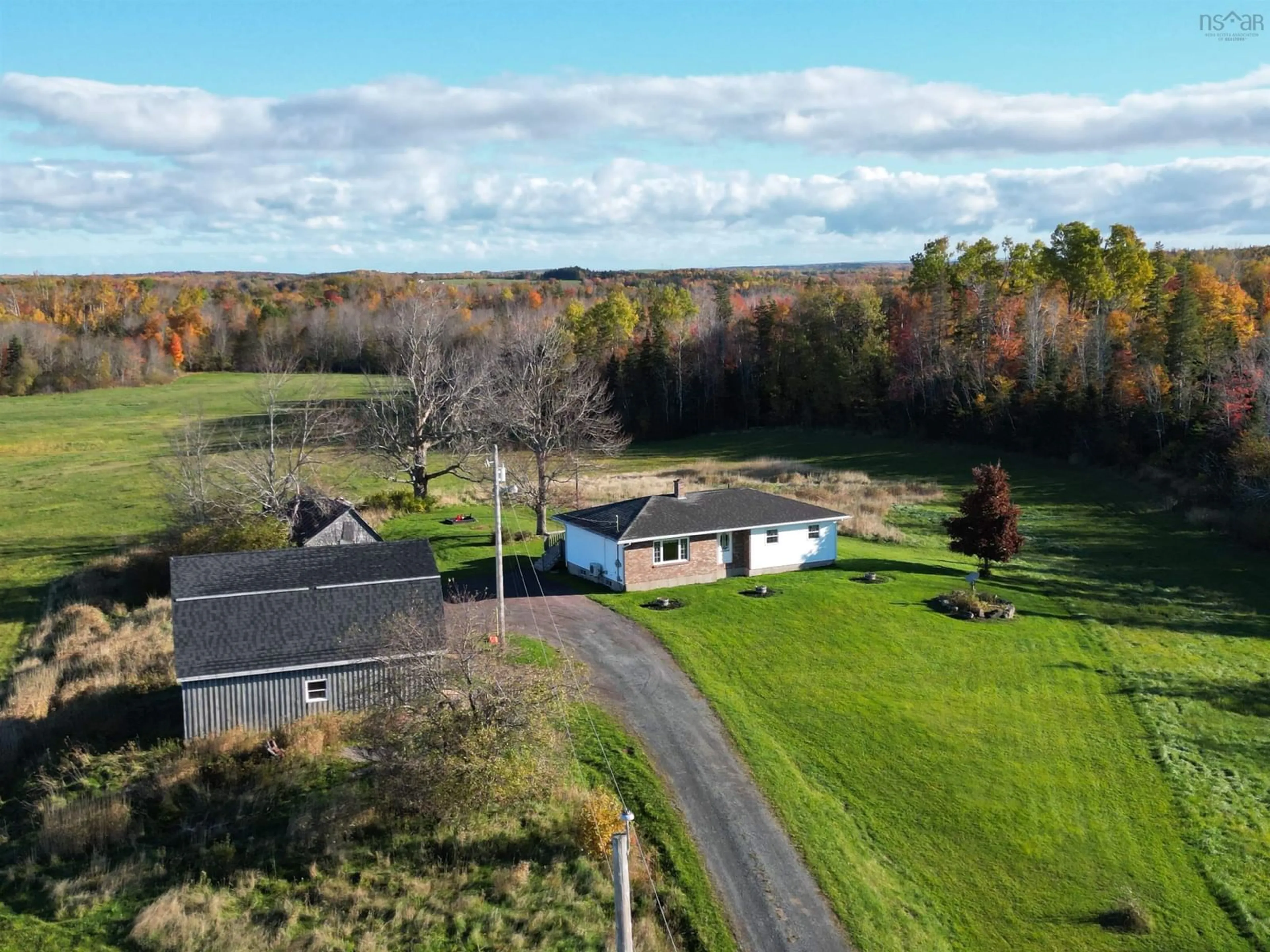 A pic from outside/outdoor area/front of a property/back of a property/a pic from drone, water/lake/river/ocean view for 329 Meadow Green Road, St Andrew's Nova Scotia B0H 1X0