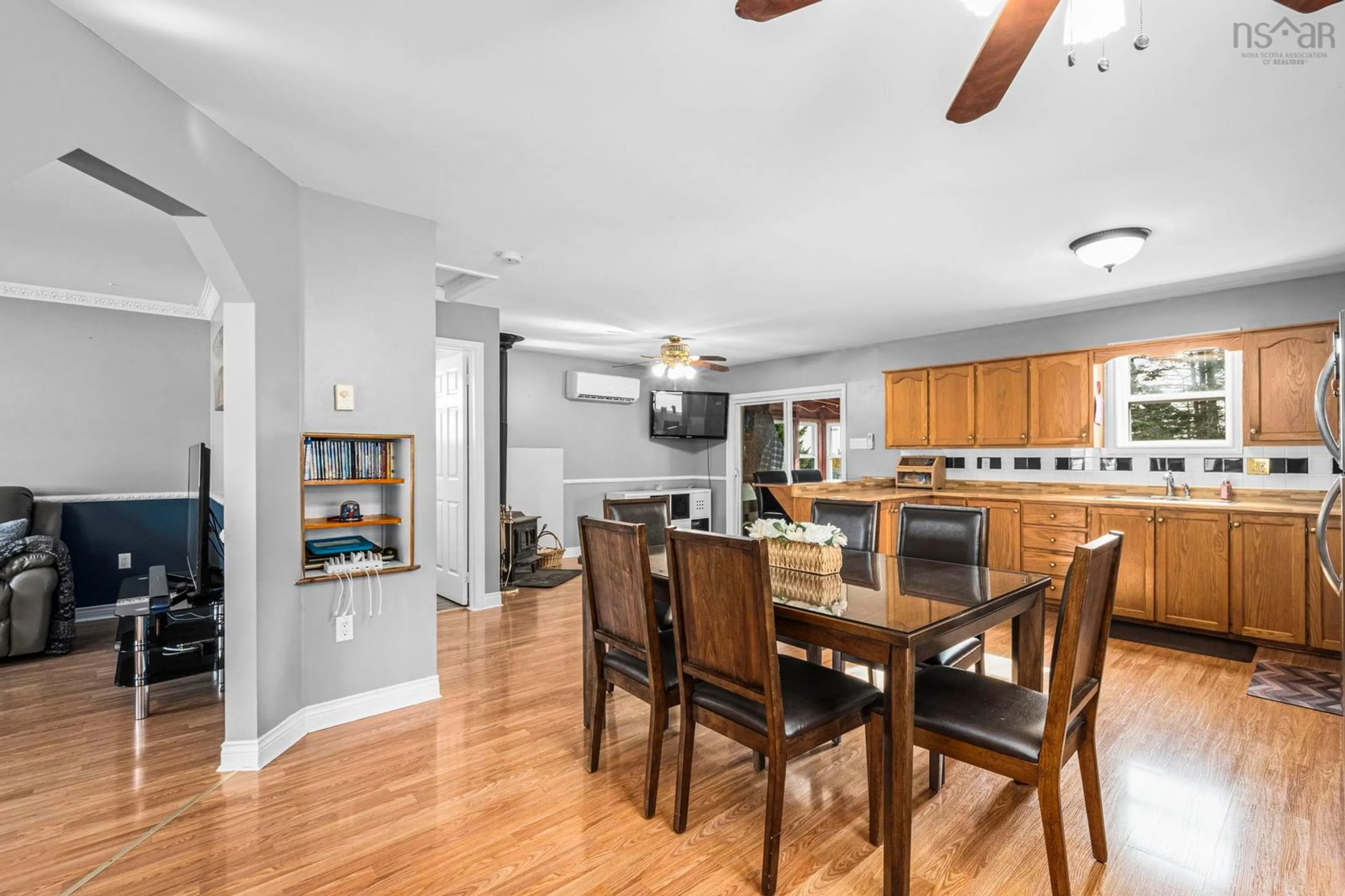 Open concept kitchen, wood/laminate floor for 159 Melrose Cres, Eastern Passage Nova Scotia B3G 1P1