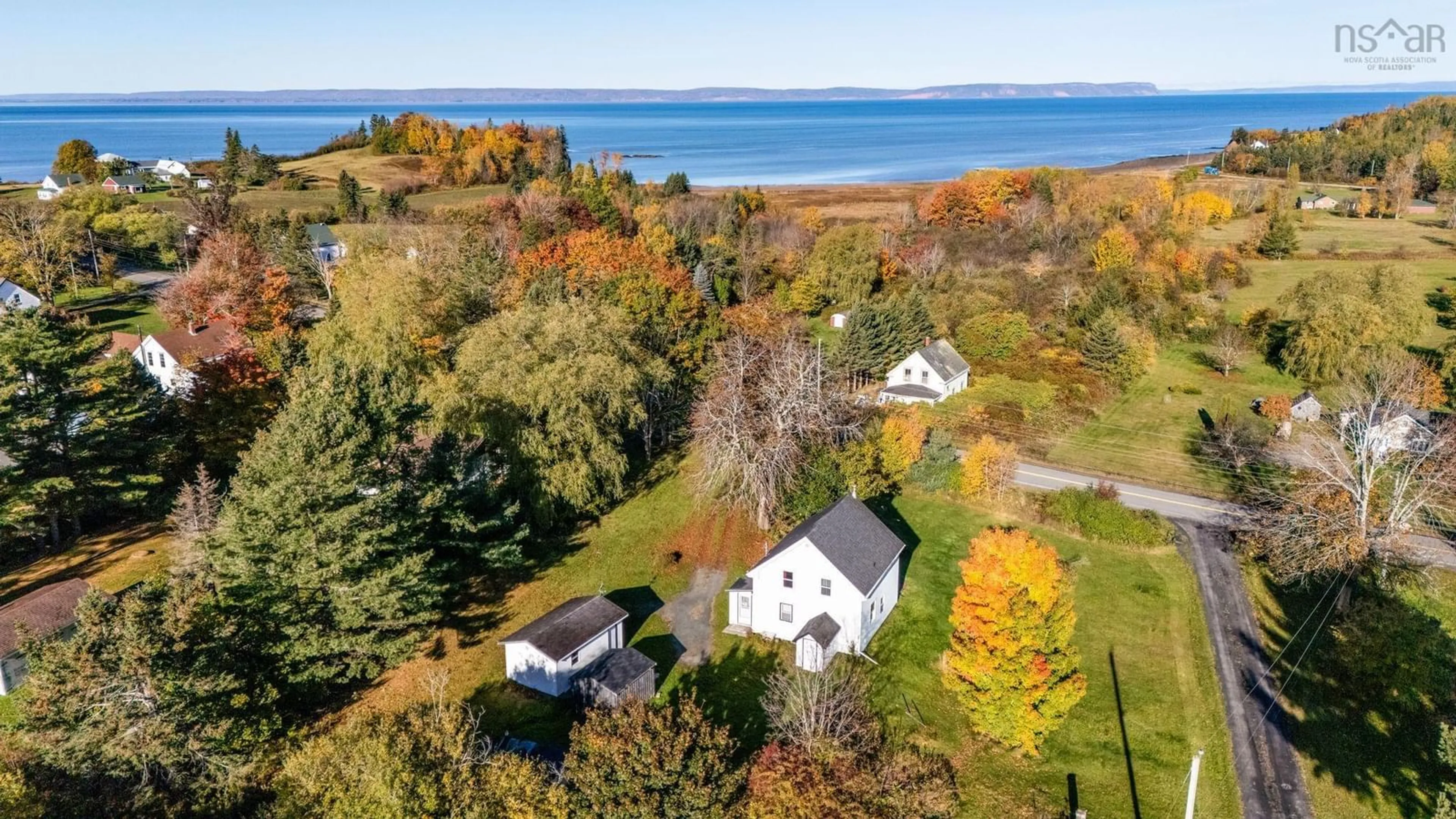 A pic from outside/outdoor area/front of a property/back of a property/a pic from drone, water/lake/river/ocean view for 6648 Highway 215, Cheverie Nova Scotia B0N 1G0