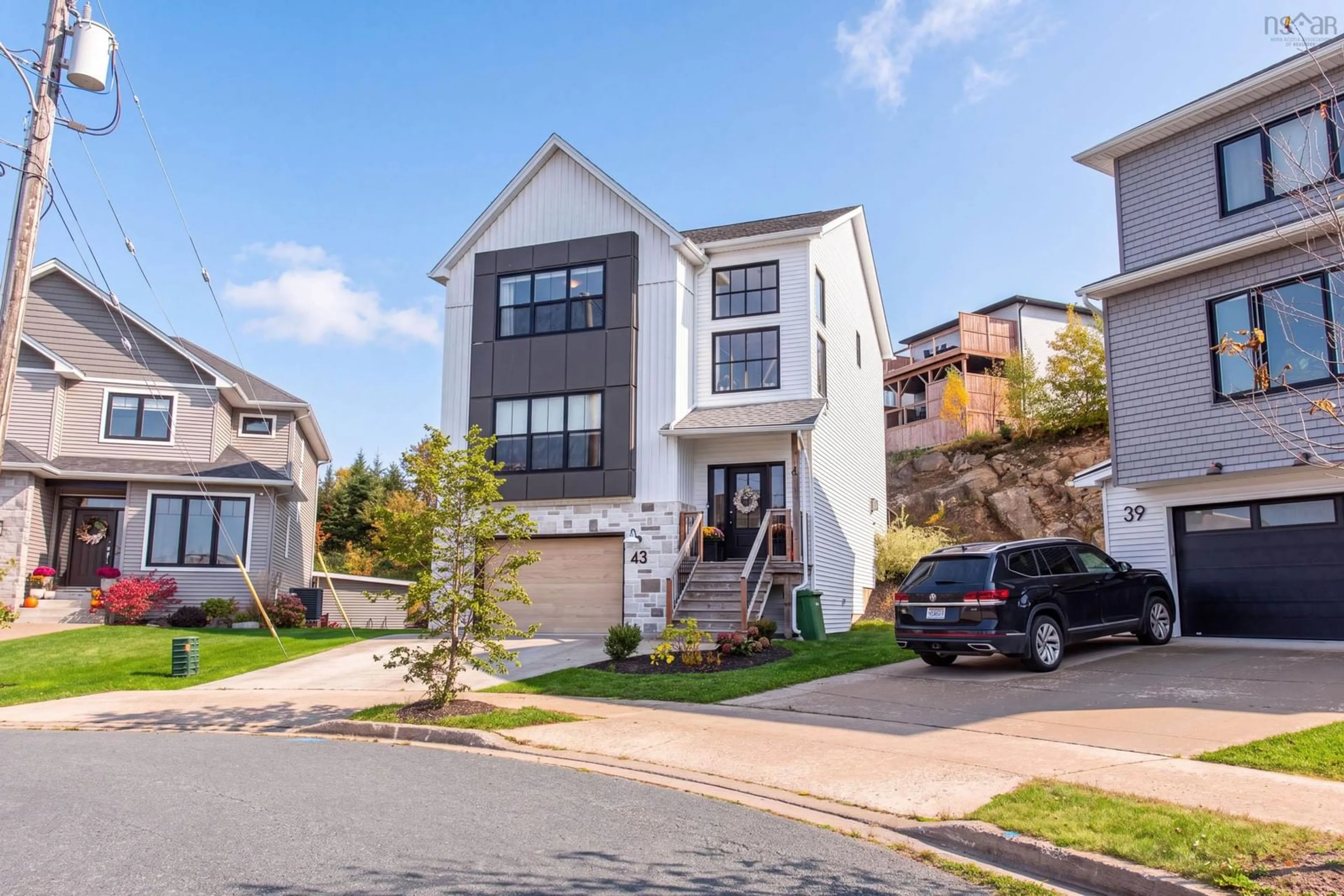 Home with vinyl exterior material, street for 43 Avignon Lane, Timberlea Nova Scotia B3T 0C5