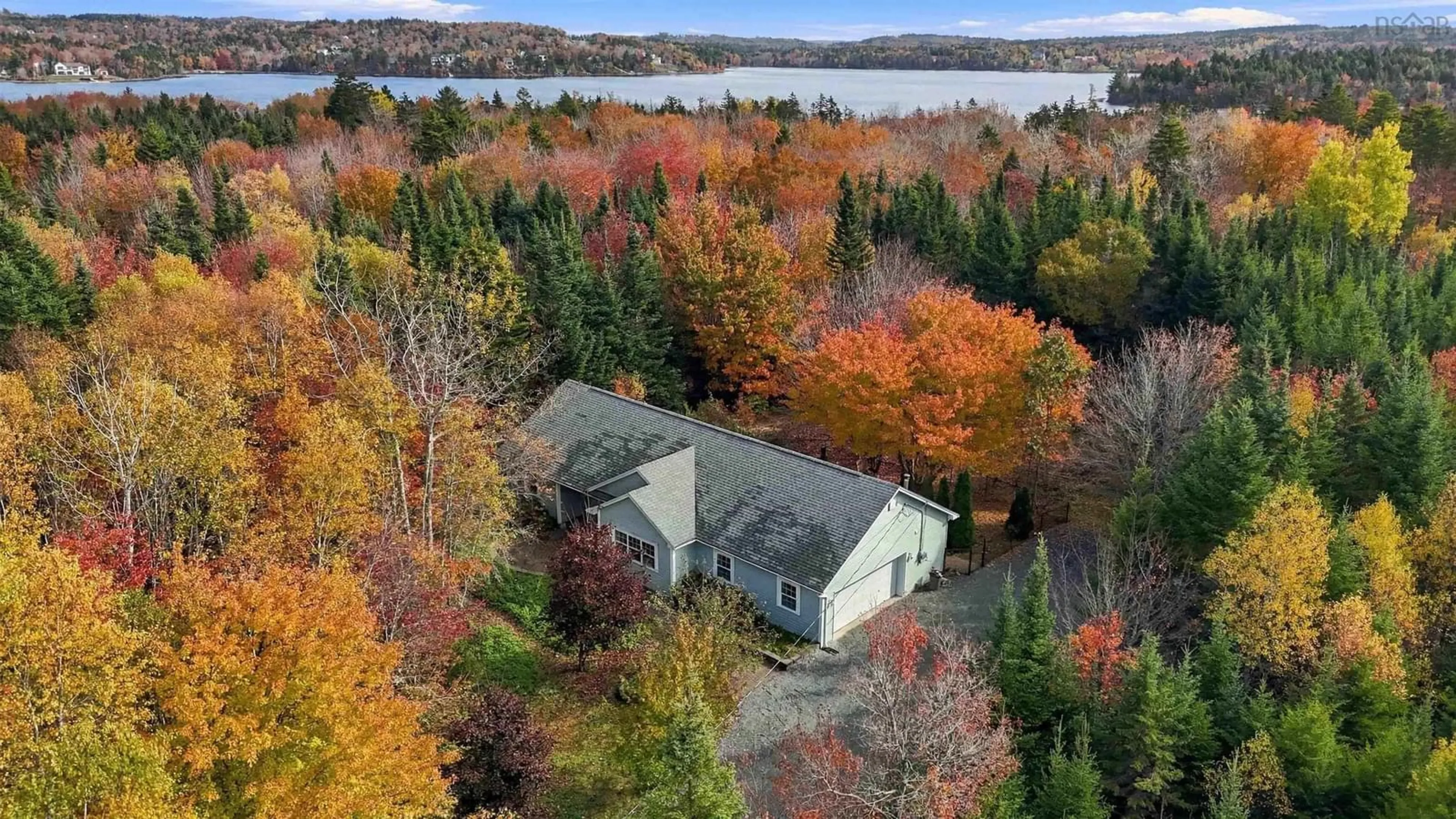 A pic from outside/outdoor area/front of a property/back of a property/a pic from drone, water/lake/river/ocean view for 219 Bishops Gate Rd, Hammonds Plains Nova Scotia B4B 2A2