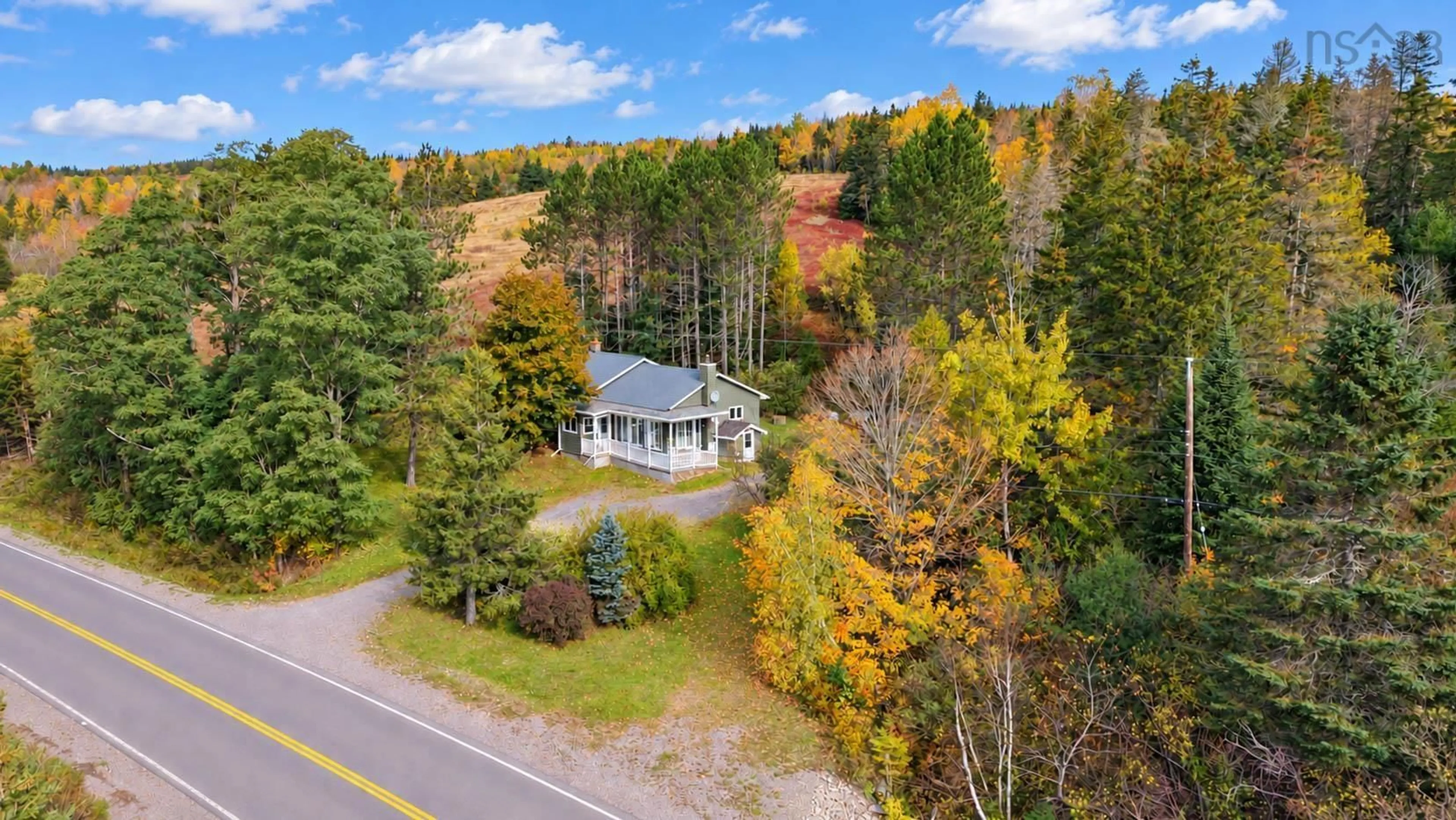 A pic from outside/outdoor area/front of a property/back of a property/a pic from drone, forest/trees view for 148 Sherbrooke Rd, East River St. Marys Nova Scotia B2H 5C8