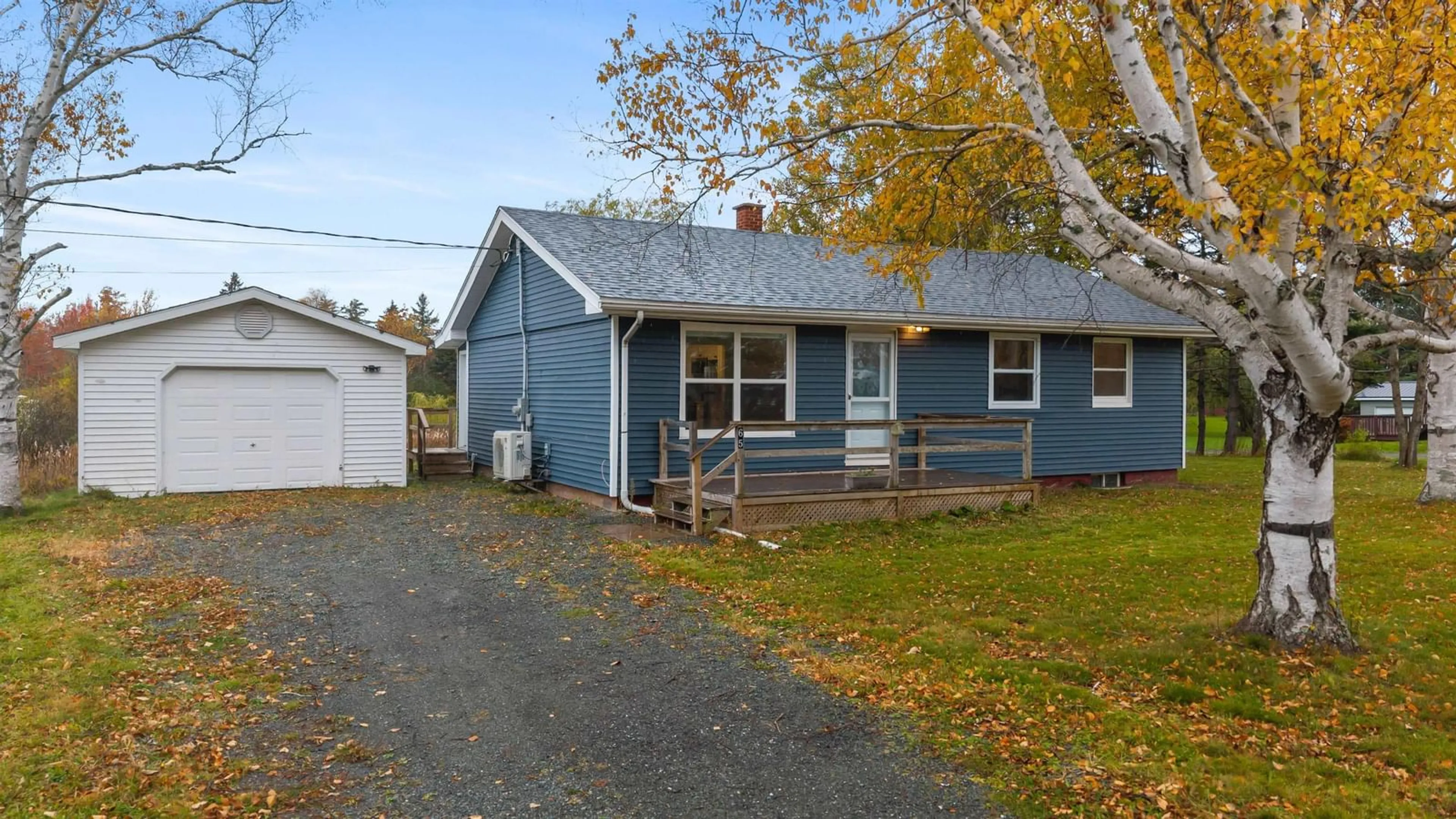 Home with vinyl exterior material, street for 65 Harris Rd, Haliburton Nova Scotia B0K 1H0