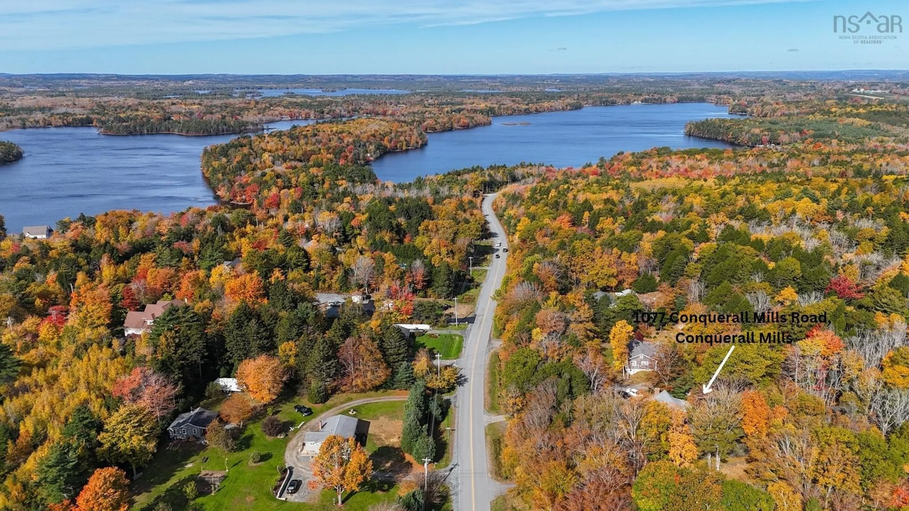 A pic from outside/outdoor area/front of a property/back of a property/a pic from drone, water/lake/river/ocean view for 1077 Conquerall Mills Rd, Conquerall Mills Nova Scotia B4V 6A3