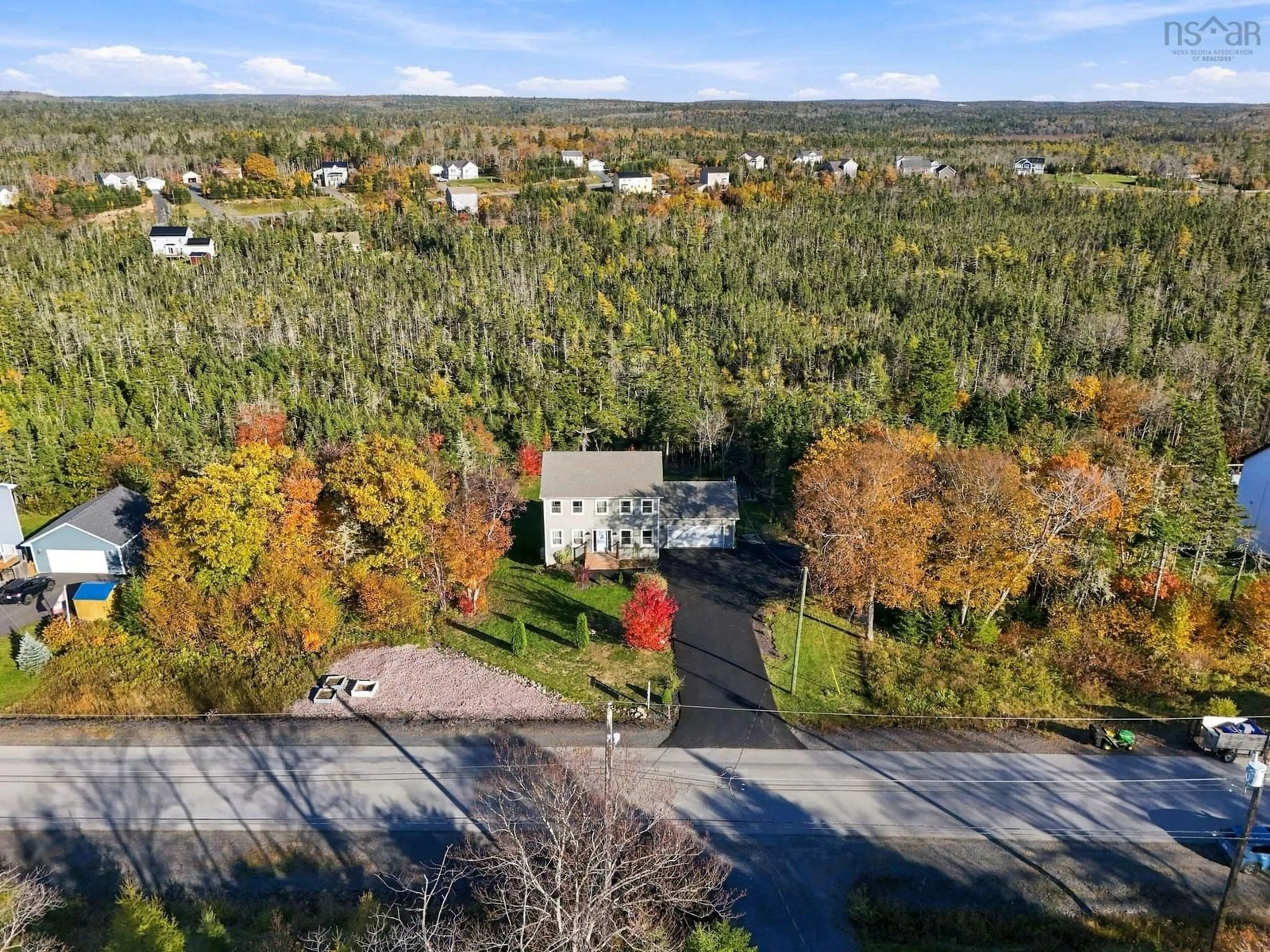 A pic from outside/outdoor area/front of a property/back of a property/a pic from drone, forest/trees view for 162 Thicket Dr, Brookside Nova Scotia B3T 0B5