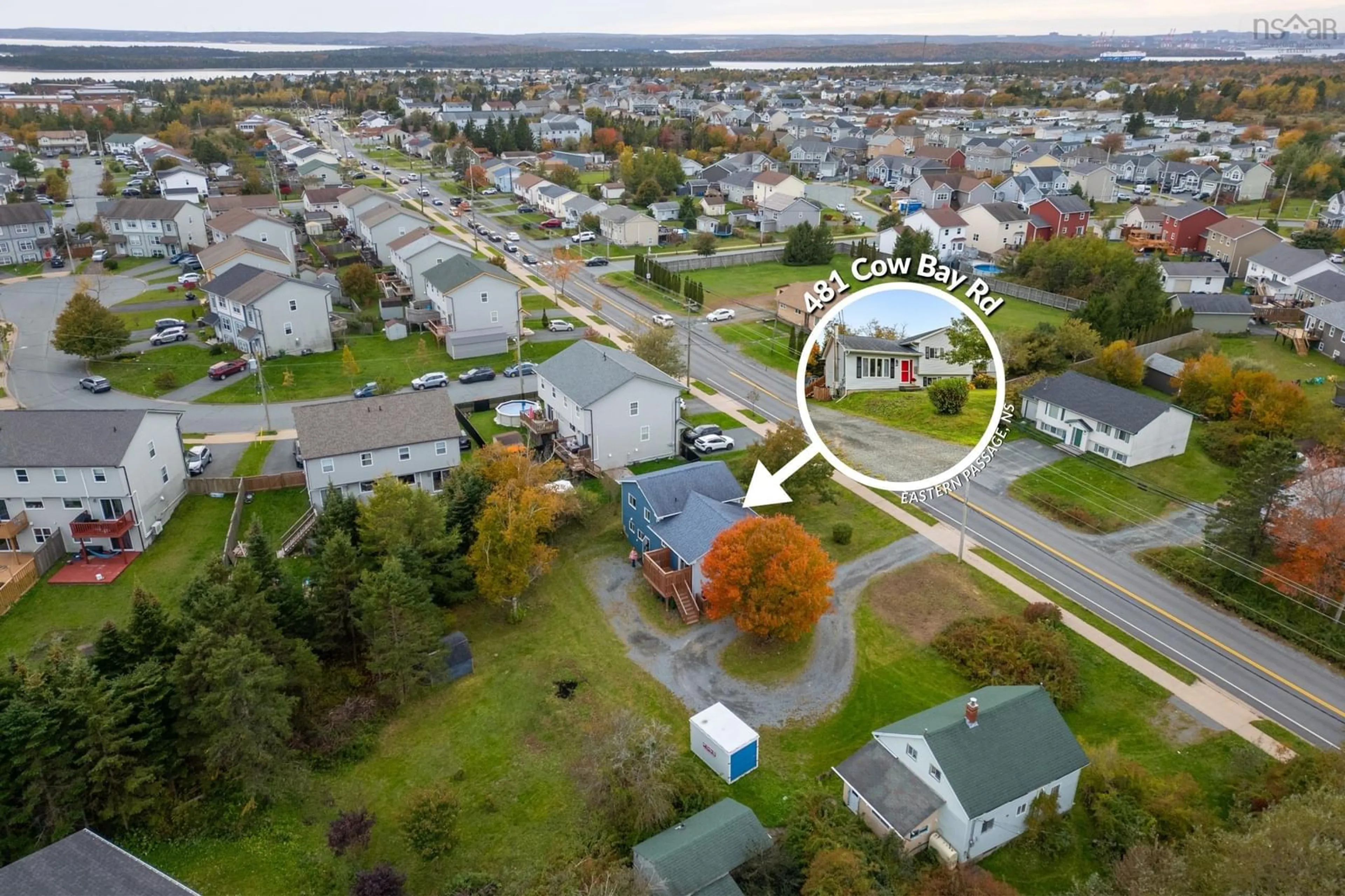 A pic from outside/outdoor area/front of a property/back of a property/a pic from drone, street for 481 Cow Bay Rd, Eastern Passage Nova Scotia B3G 1J6