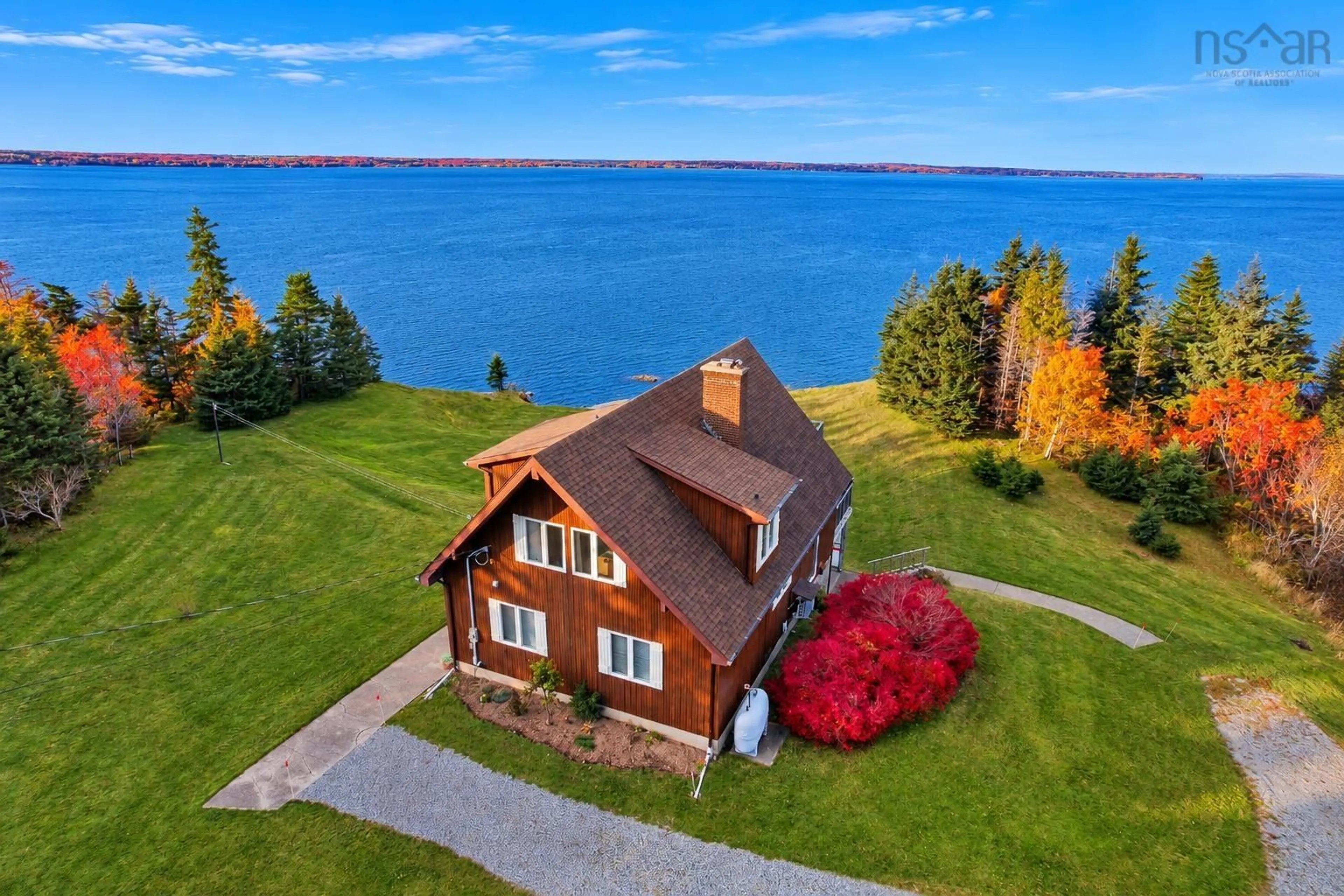 A pic from outside/outdoor area/front of a property/back of a property/a pic from drone, water/lake/river/ocean view for 1345 Mira Bay Dr, Bateston Nova Scotia B1C 2A9