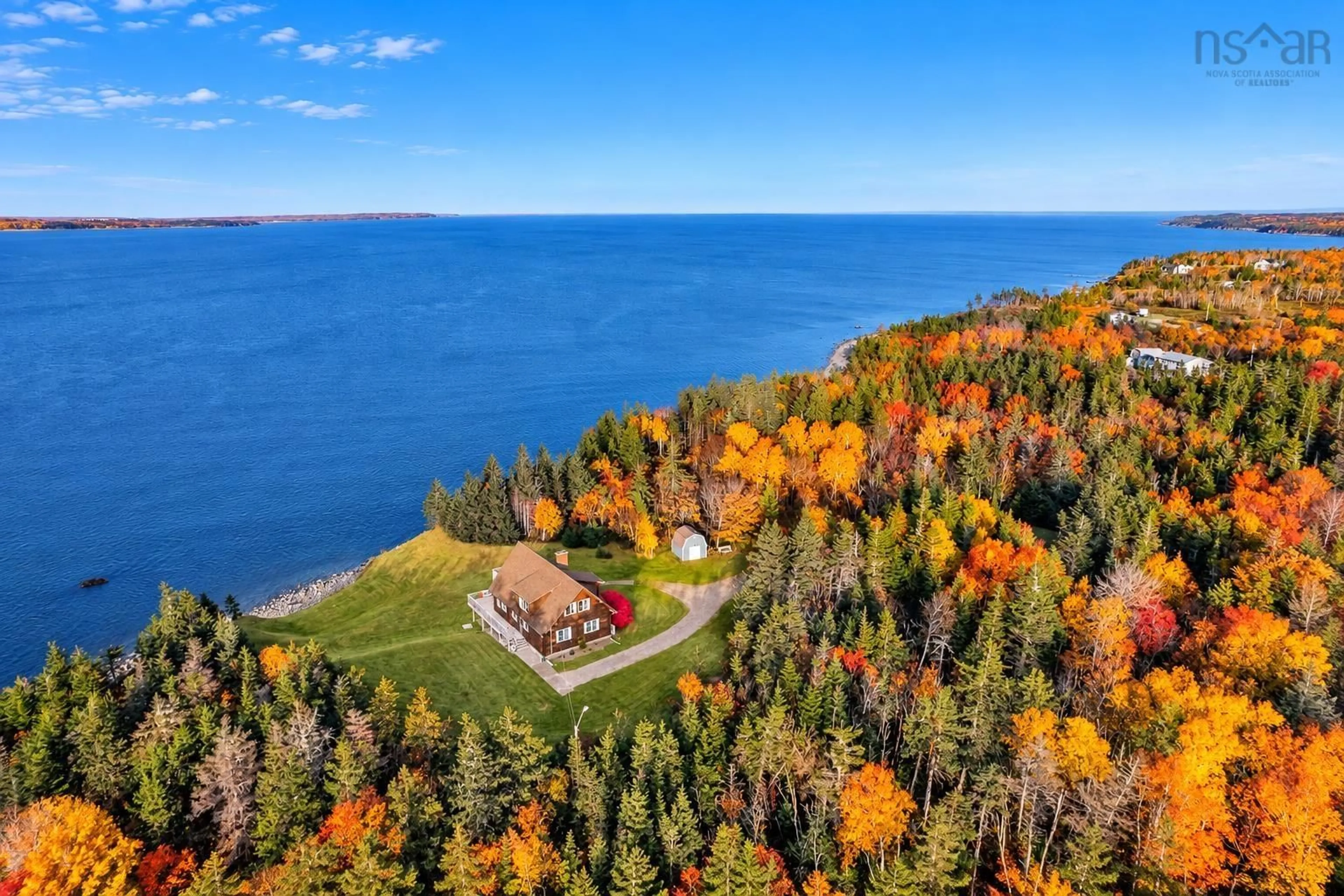 A pic from outside/outdoor area/front of a property/back of a property/a pic from drone, water/lake/river/ocean view for 1345 Mira Bay Dr, Bateston Nova Scotia B1C 2A9