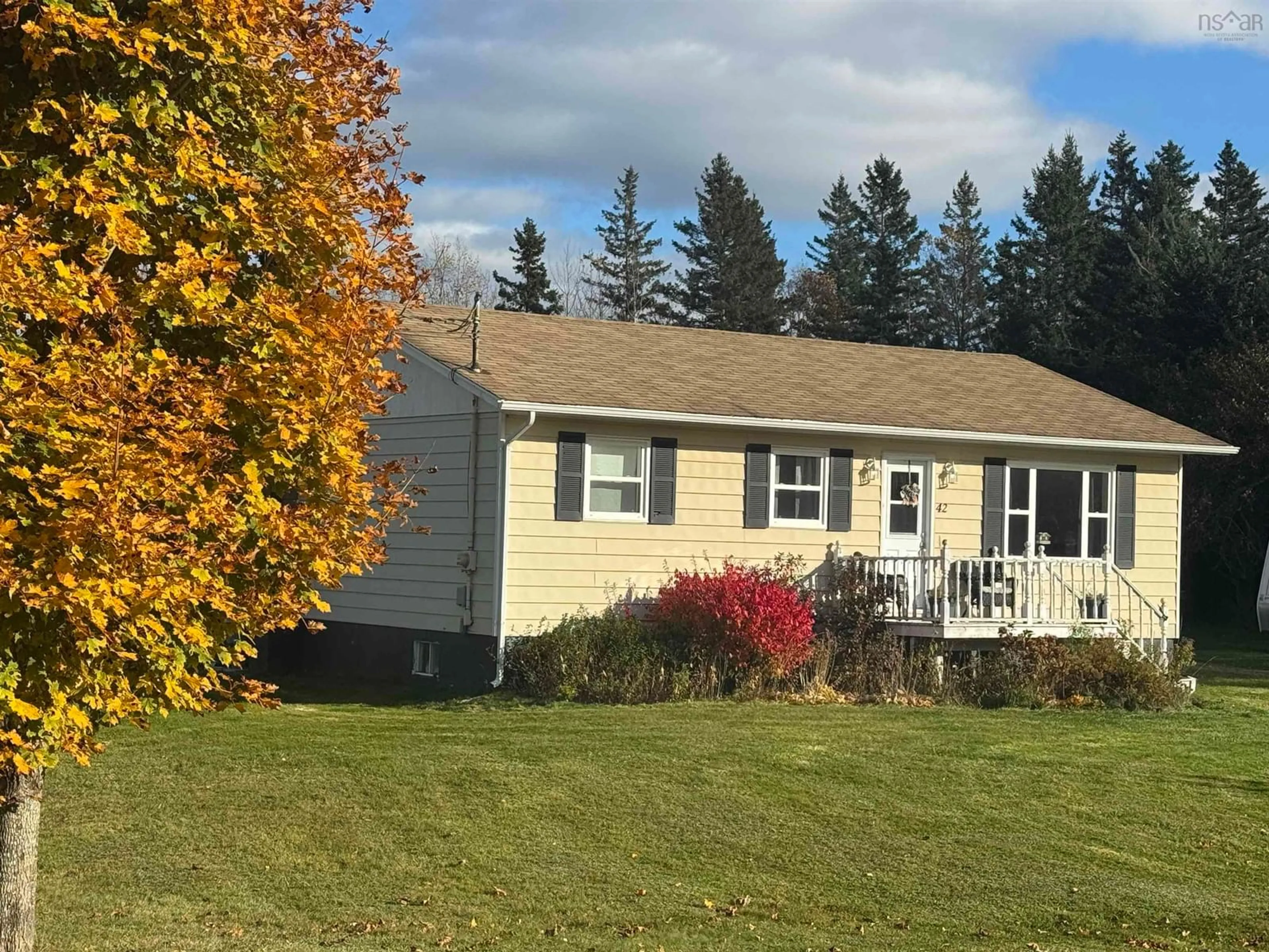 Home with vinyl exterior material, street for 42 King Grove Rd, Millville Nova Scotia B1Y 2E3